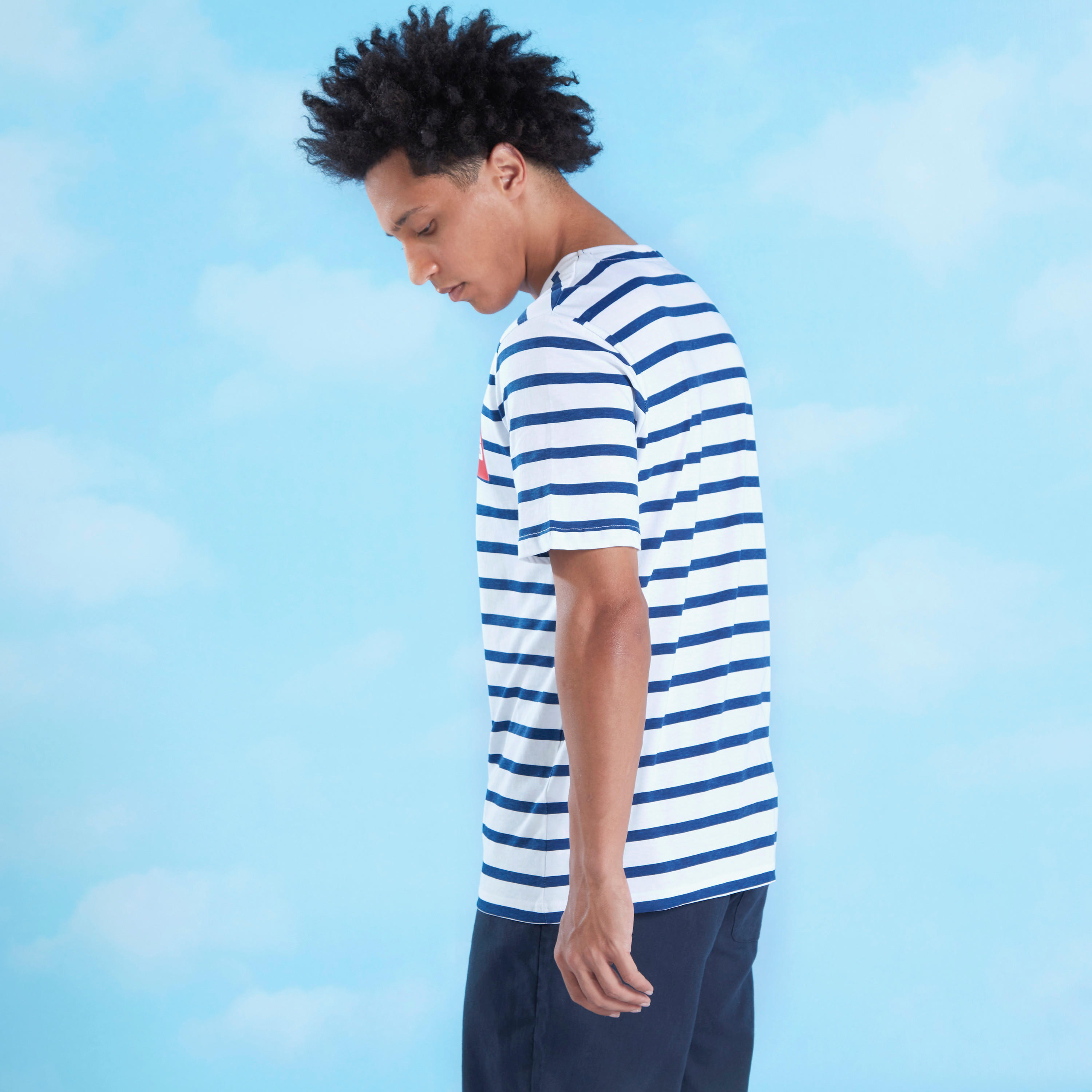 Smiley World Striped Crew Neck T-shirt with Short Sleeves-men-clothing-tshirtsandpolos-tshirts-image-4
