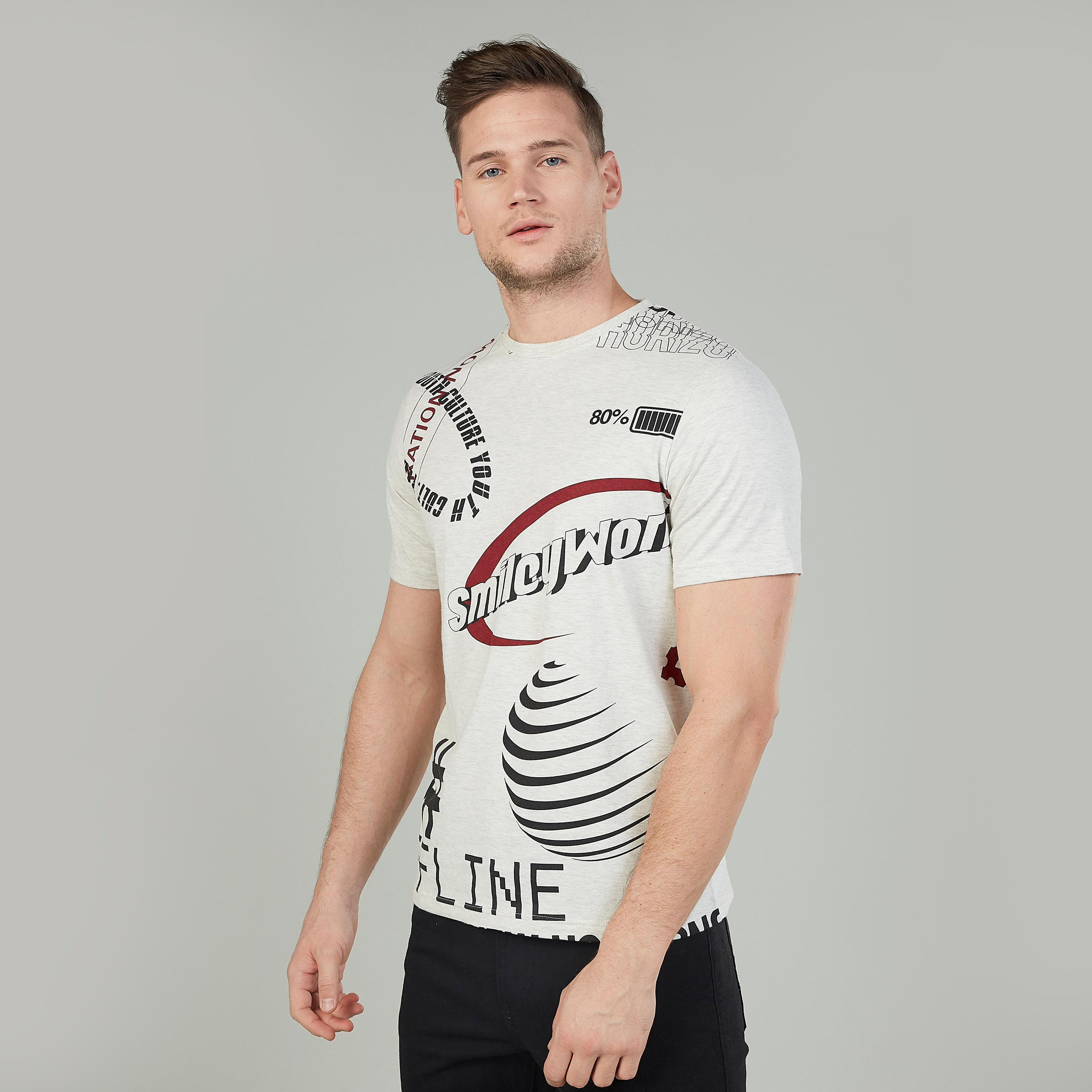 Smiley World Printed T-shirt with Crew Neck and Short Sleeves-men-clothing-tshirtsandpolos-tshirts-image-1