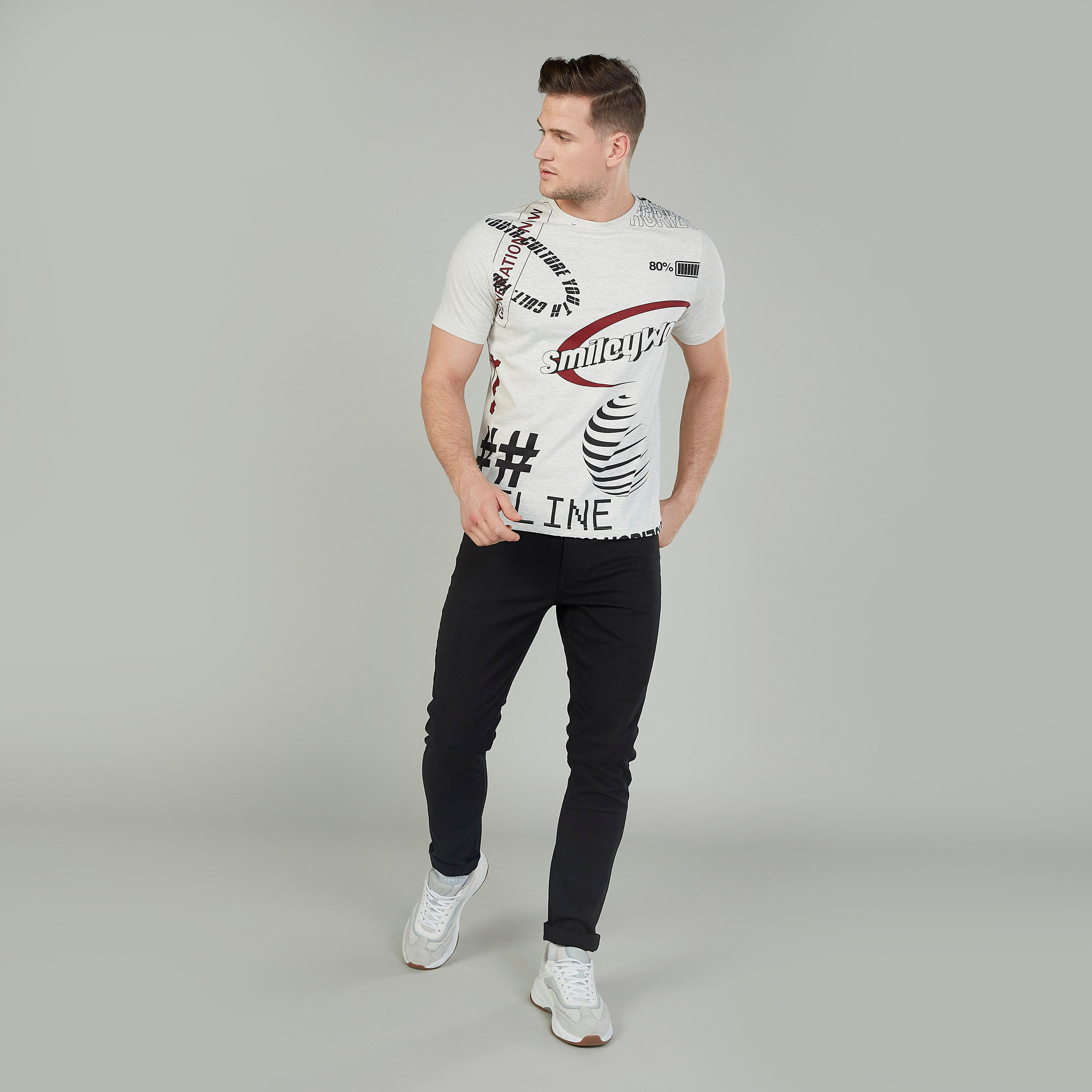 Smiley World Printed T-shirt with Crew Neck and Short Sleeves-men-clothing-tshirtsandpolos-tshirts-image-2