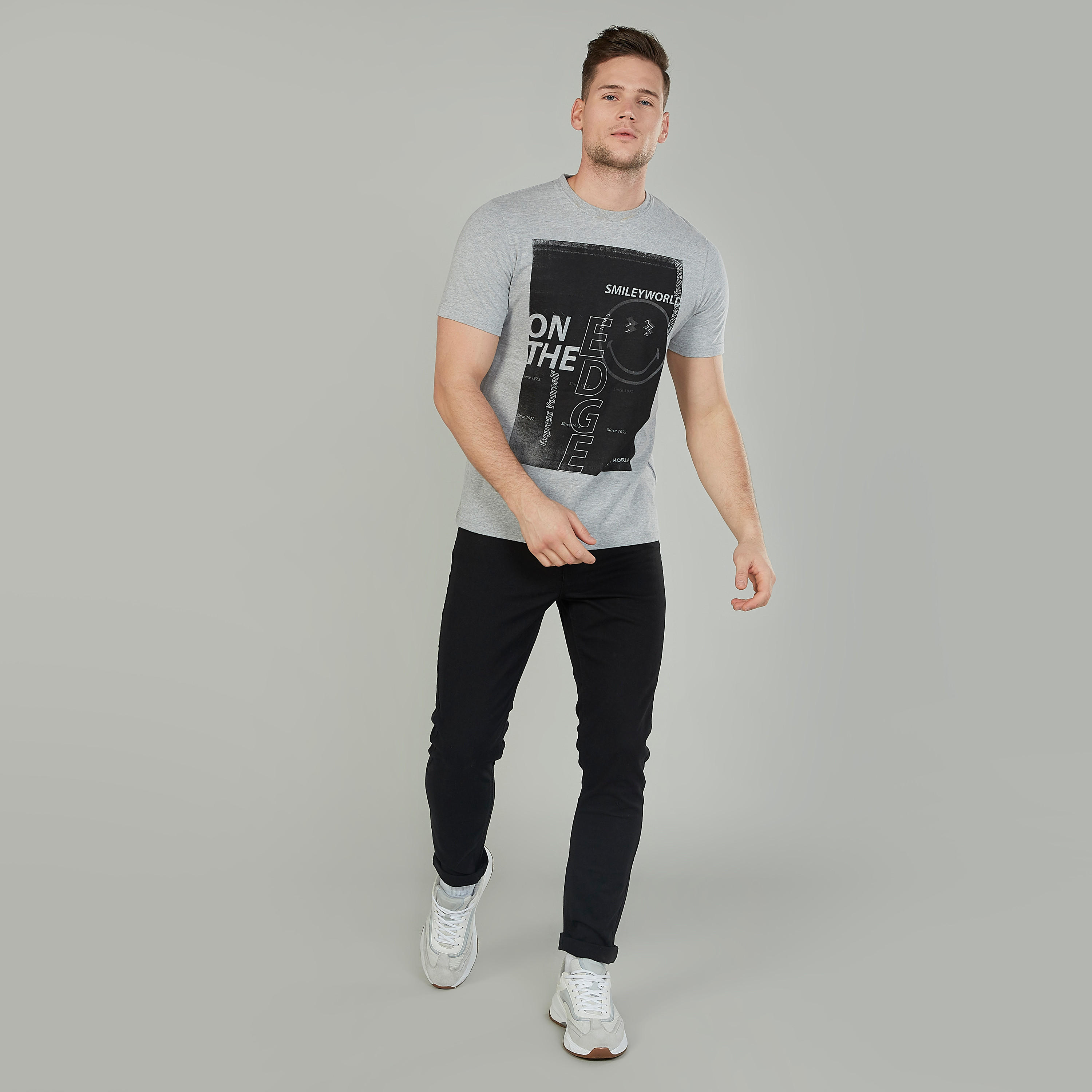 Smiley World Printed T-shirt with Crew Neck and Short Sleeves-men-clothing-tshirtsandpolos-tshirts-image-2