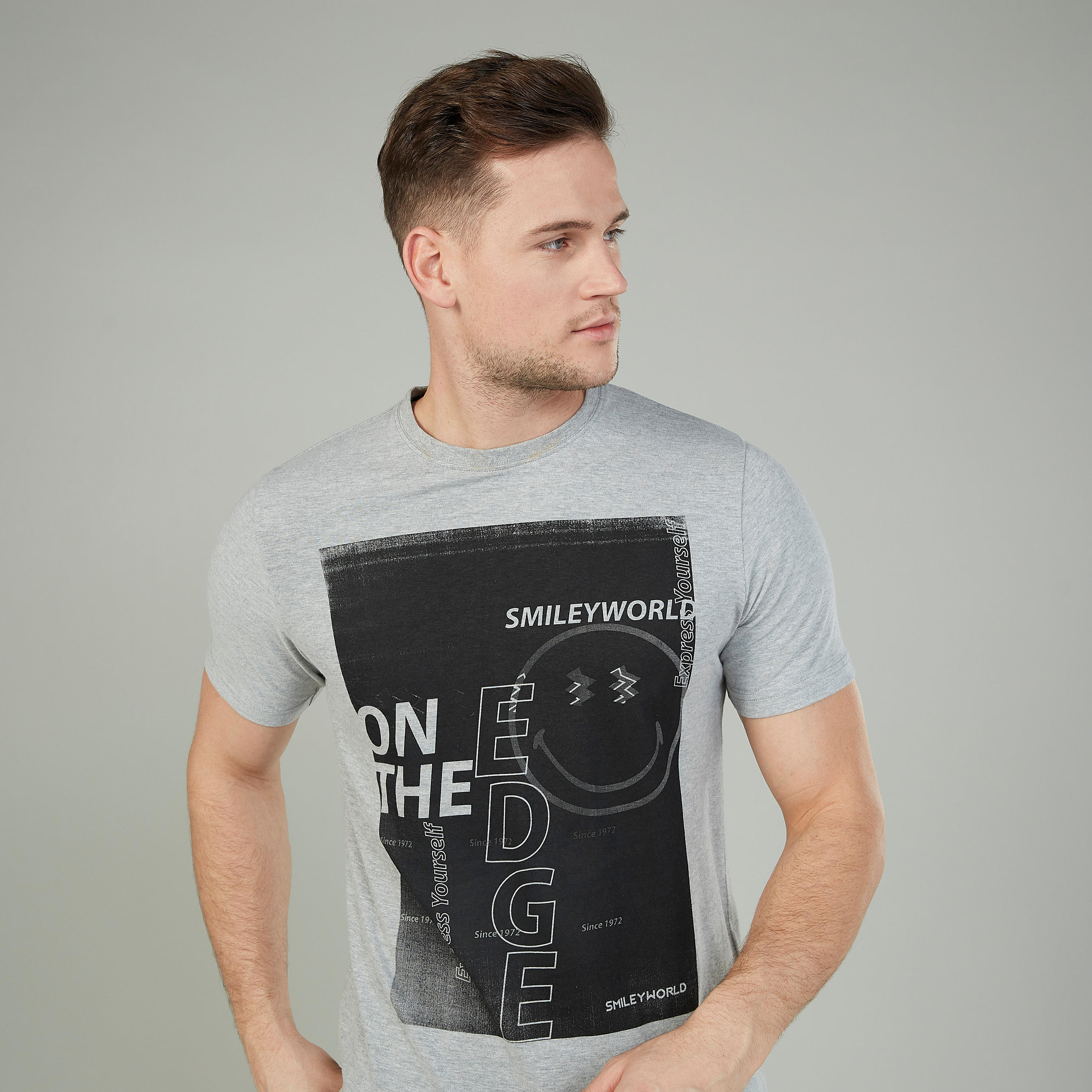 Smiley World Printed T-shirt with Crew Neck and Short Sleeves-men-clothing-tshirtsandpolos-tshirts-image-3