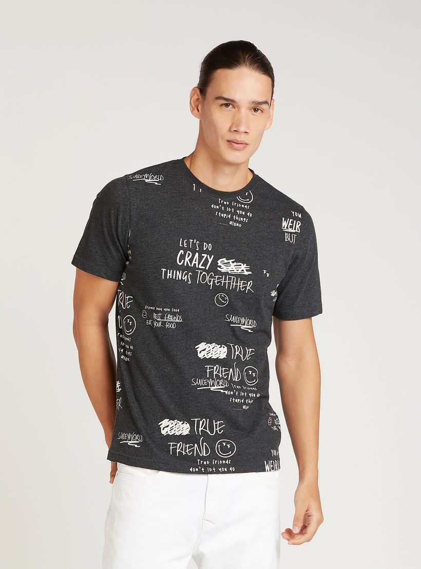Smiley World Printed T-shirt with Crew Neck and Short Sleeves-men-clothing-tshirtsandpolos-tshirts-image-1