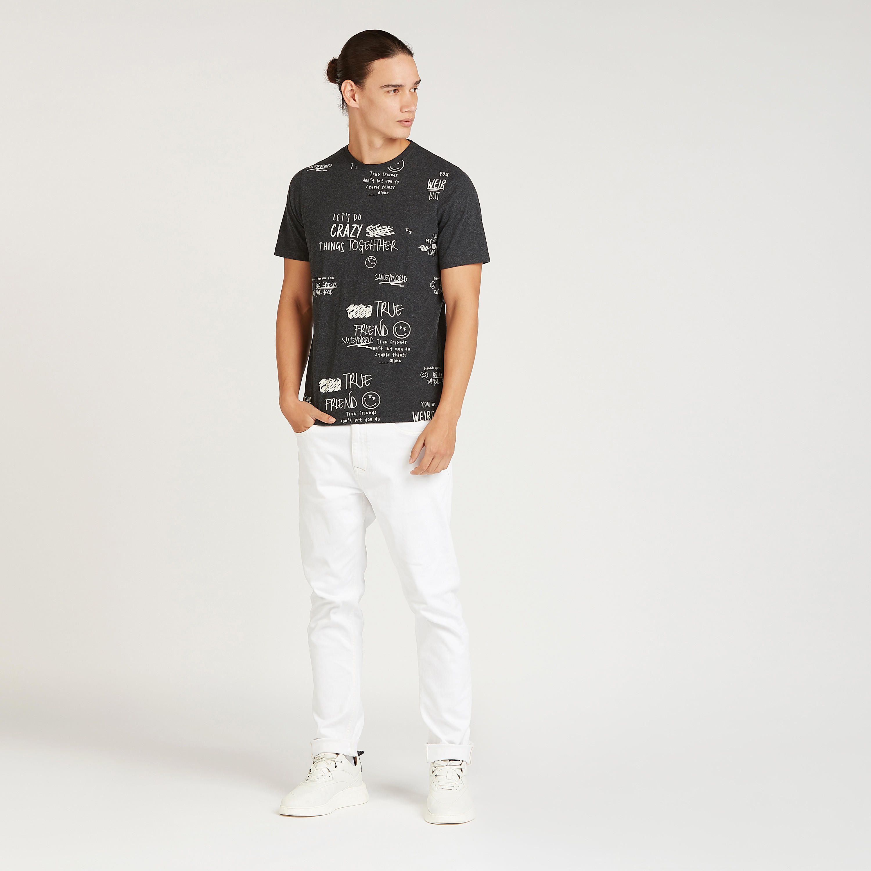 Smiley World Printed T-shirt with Crew Neck and Short Sleeves-men-clothing-tshirtsandpolos-tshirts-image-2