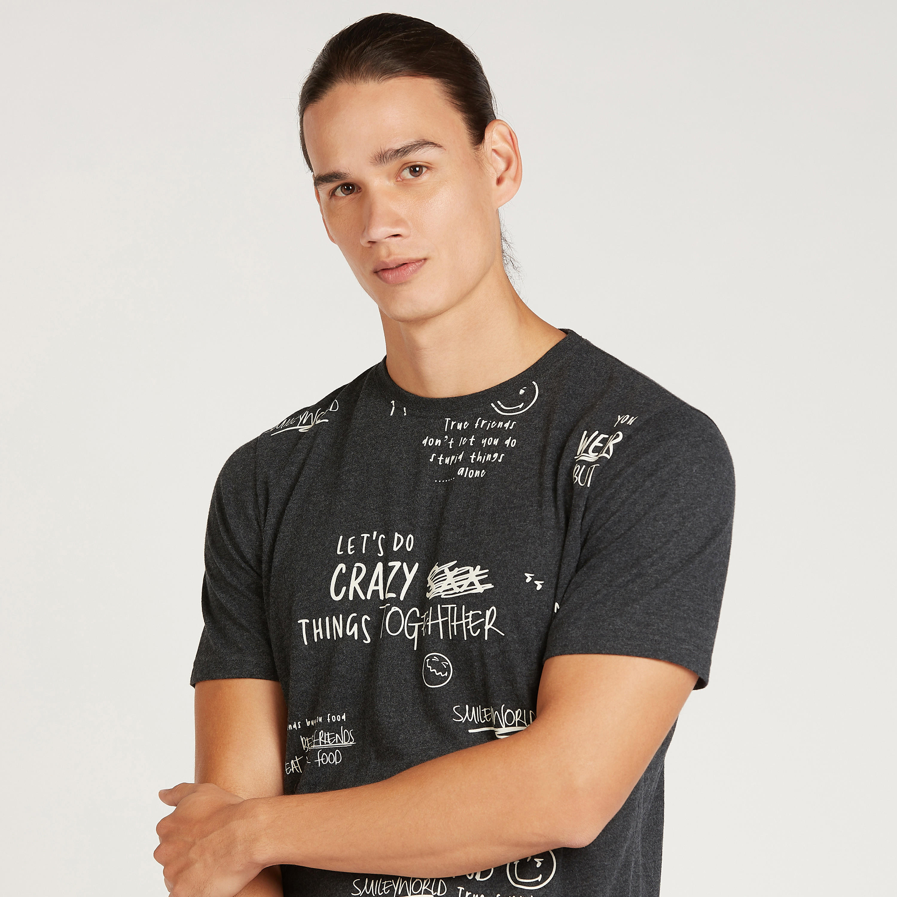 Smiley World Printed T-shirt with Crew Neck and Short Sleeves-men-clothing-tshirtsandpolos-tshirts-image-3