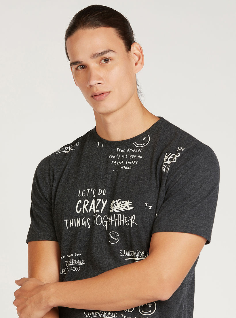 Smiley World Printed T-shirt with Crew Neck and Short Sleeves-men-clothing-tshirtsandpolos-tshirts-image-3