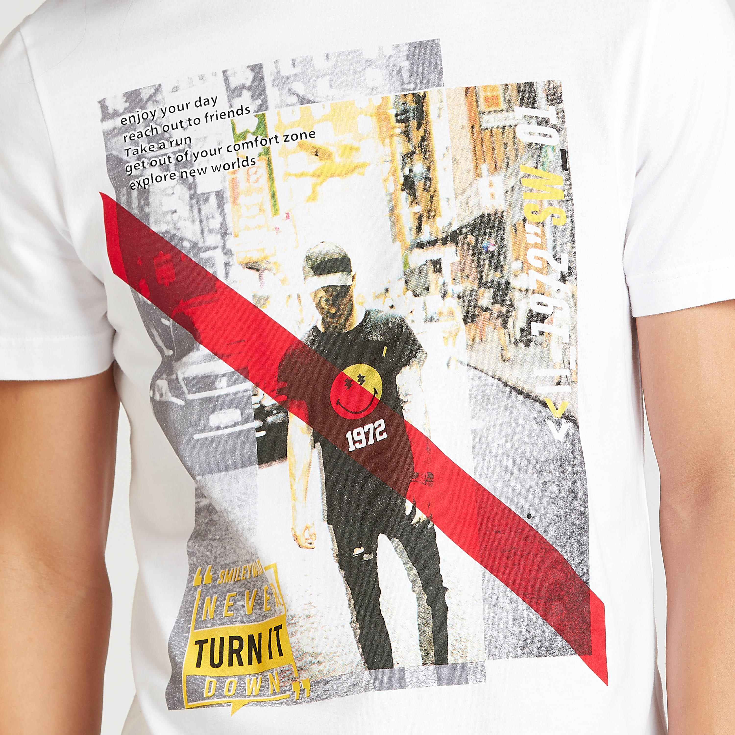 Smiley World Printed T-shirt with Crew Neck and Short Sleeves-men-clothing-tshirtsandpolos-tshirts-image-3