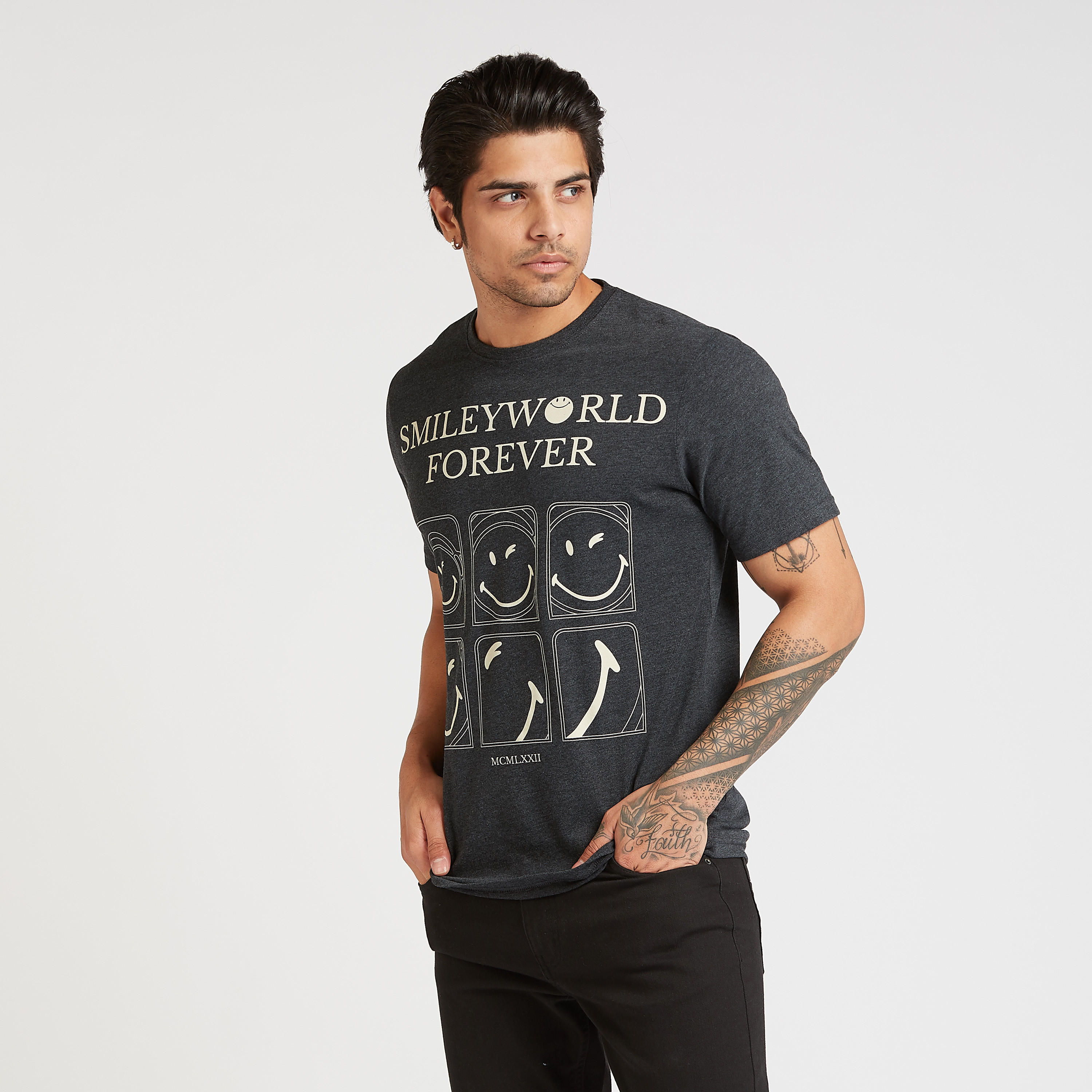 Smiley World Printed T-shirt with Crew Neck and Short Sleeves-men-clothing-tshirtsandpolos-tshirts-image-1