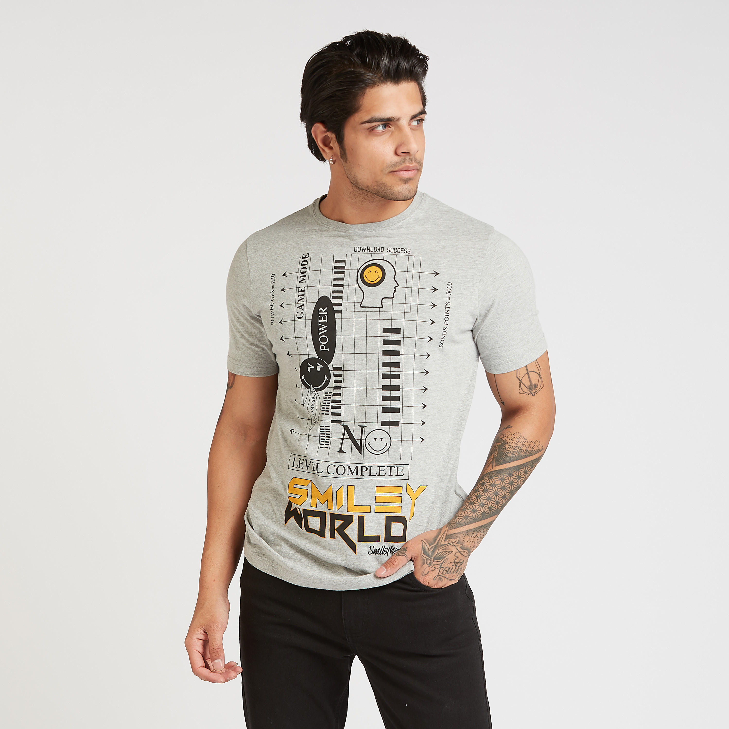 Sustainable Smiley World Printed T-shirt with Crew Neck-men-clothing-tshirtsandpolos-tshirts-image-1
