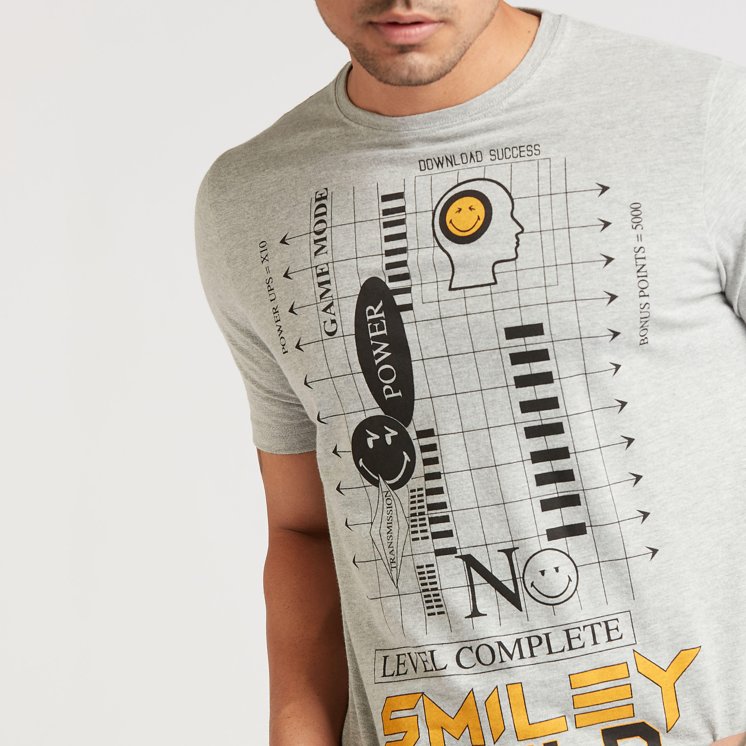 Sustainable Smiley World Printed T-shirt with Crew Neck-men-clothing-tshirtsandpolos-tshirts-image-3