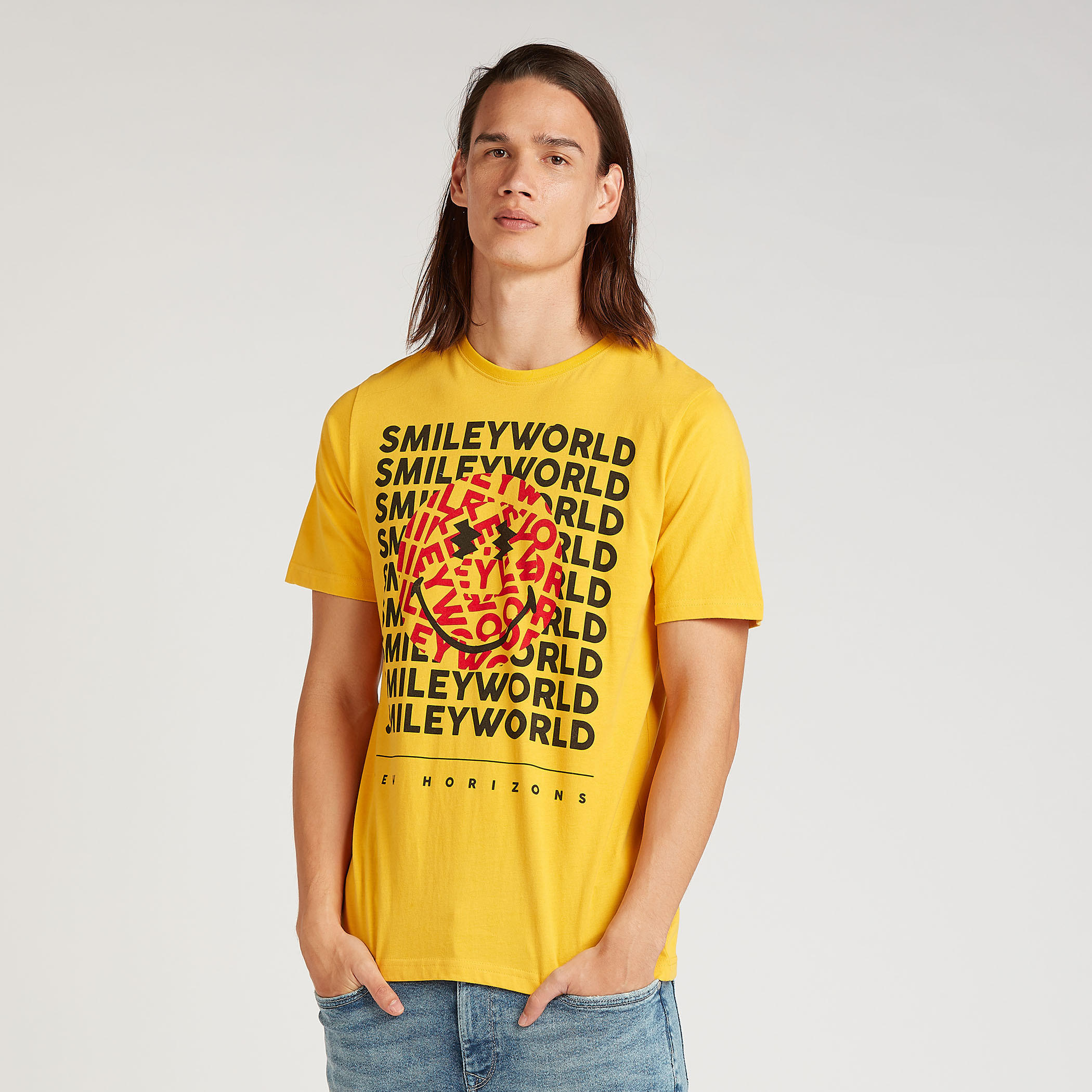 Smiley World Printed T-shirt with Crew Neck and Short Sleeves-men-clothing-tshirtsandpolos-tshirts-image-1