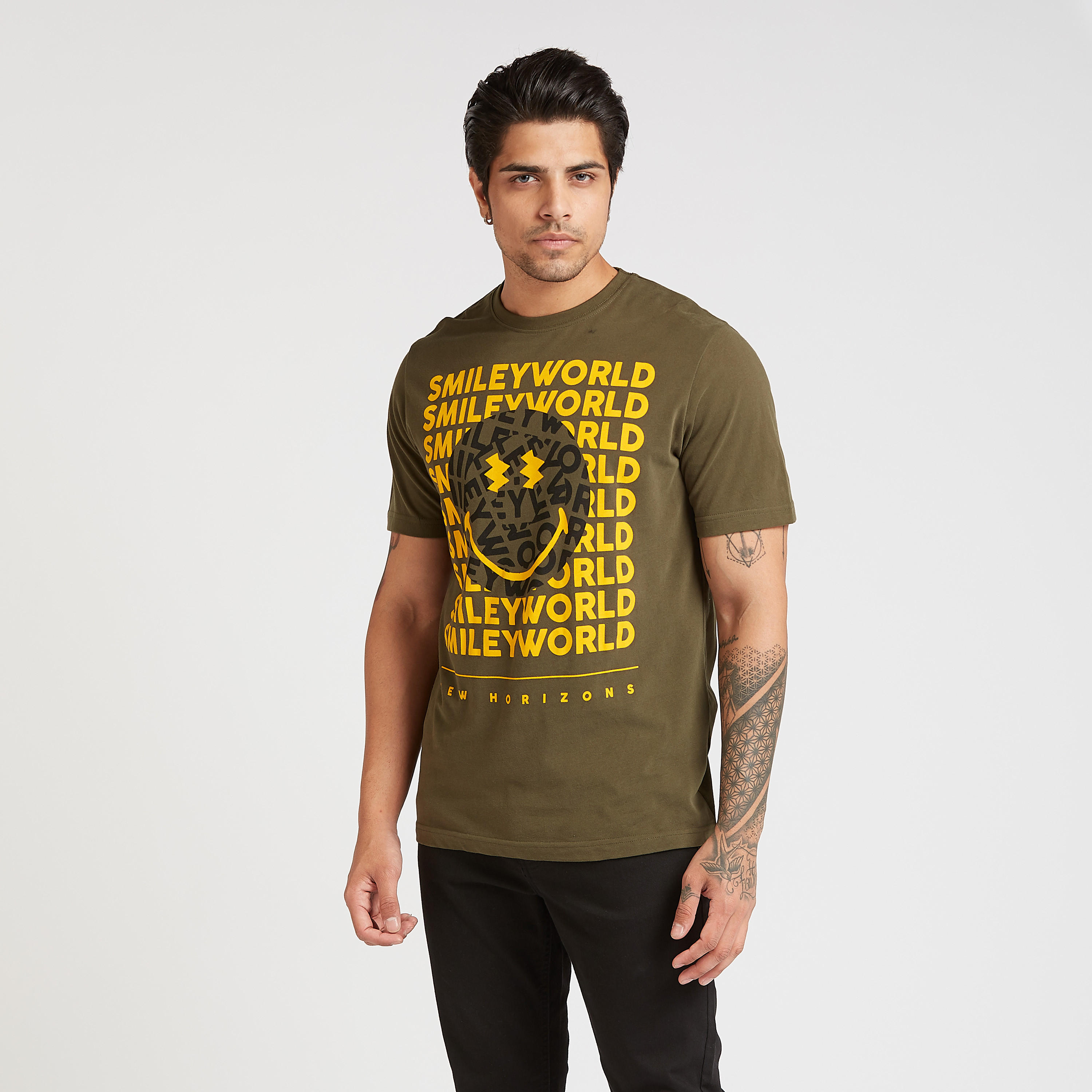 Smiley World Printed T-shirt with Crew Neck and Short Sleeves-men-clothing-tshirtsandpolos-tshirts-image-1