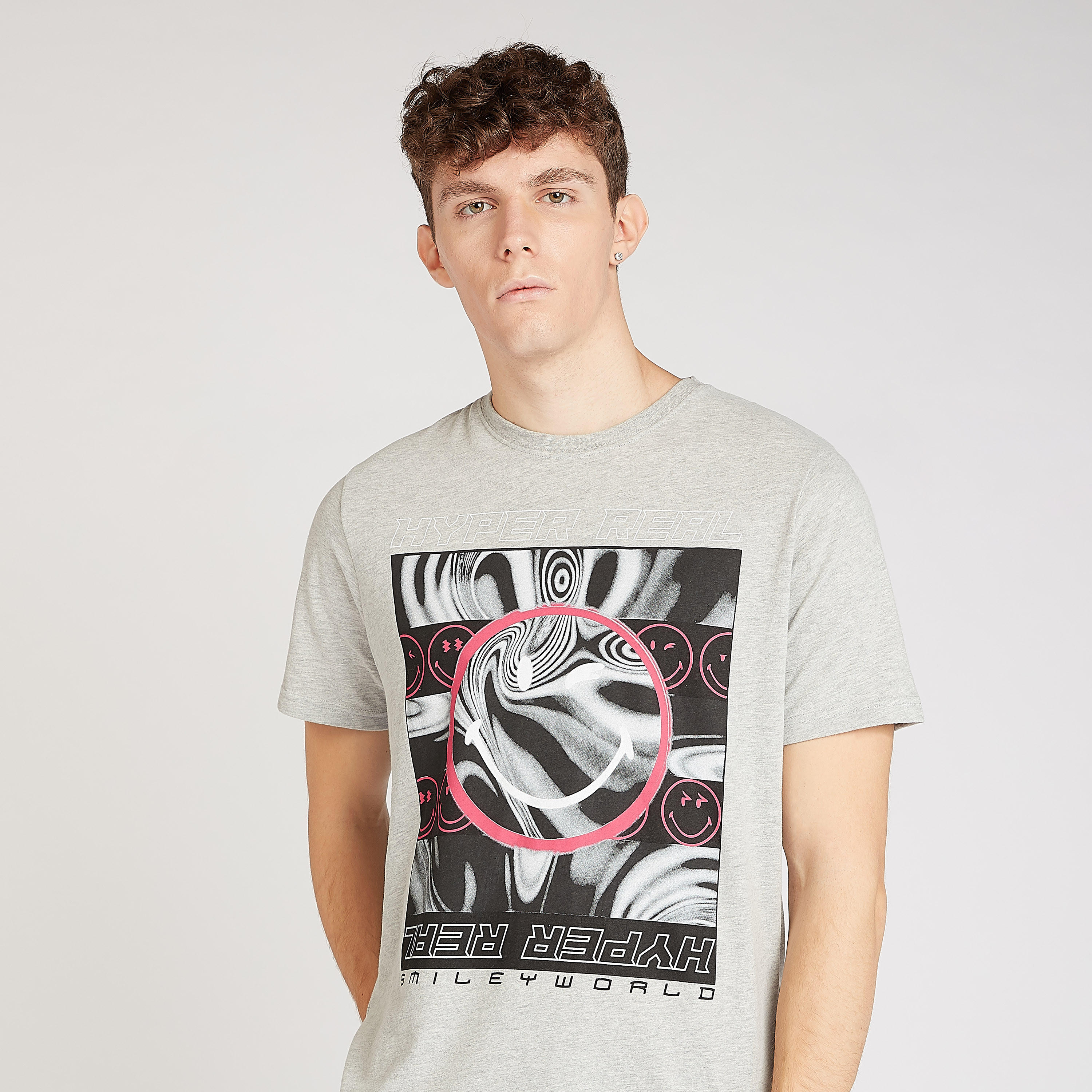 Smiley World Graphic Print T-shirt with Crew Neck and Short Sleeves-men-clothing-tshirtsandpolos-tshirts-image-1