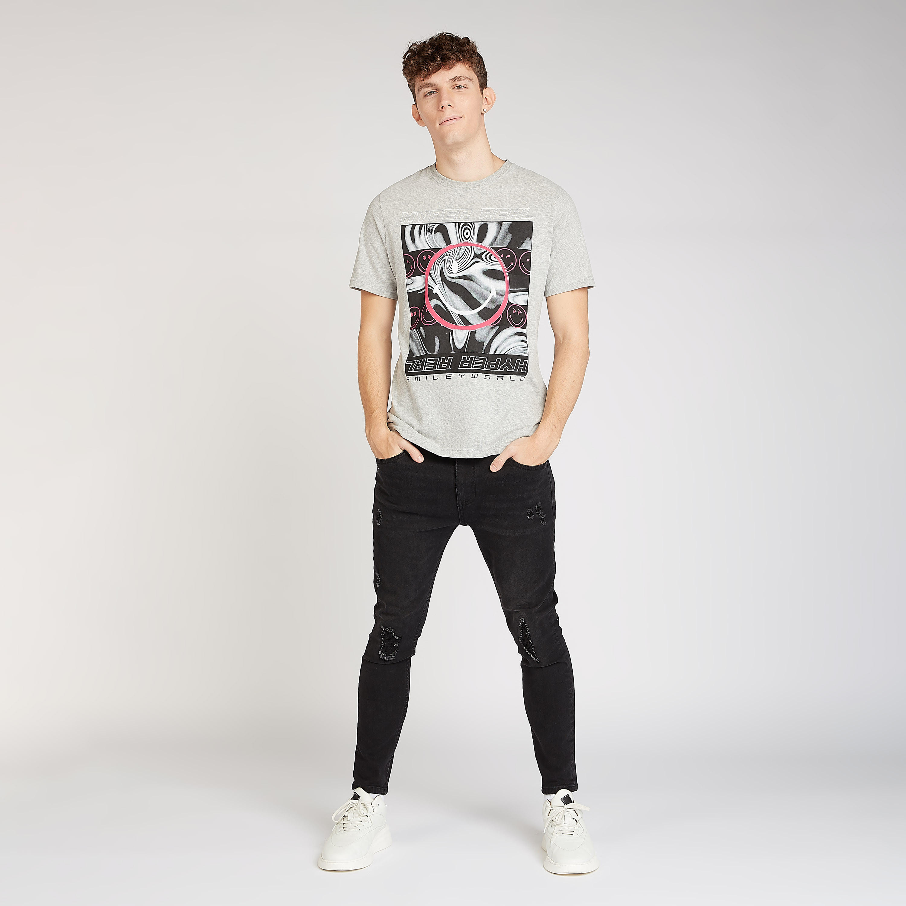 Smiley World Graphic Print T-shirt with Crew Neck and Short Sleeves-men-clothing-tshirtsandpolos-tshirts-image-2