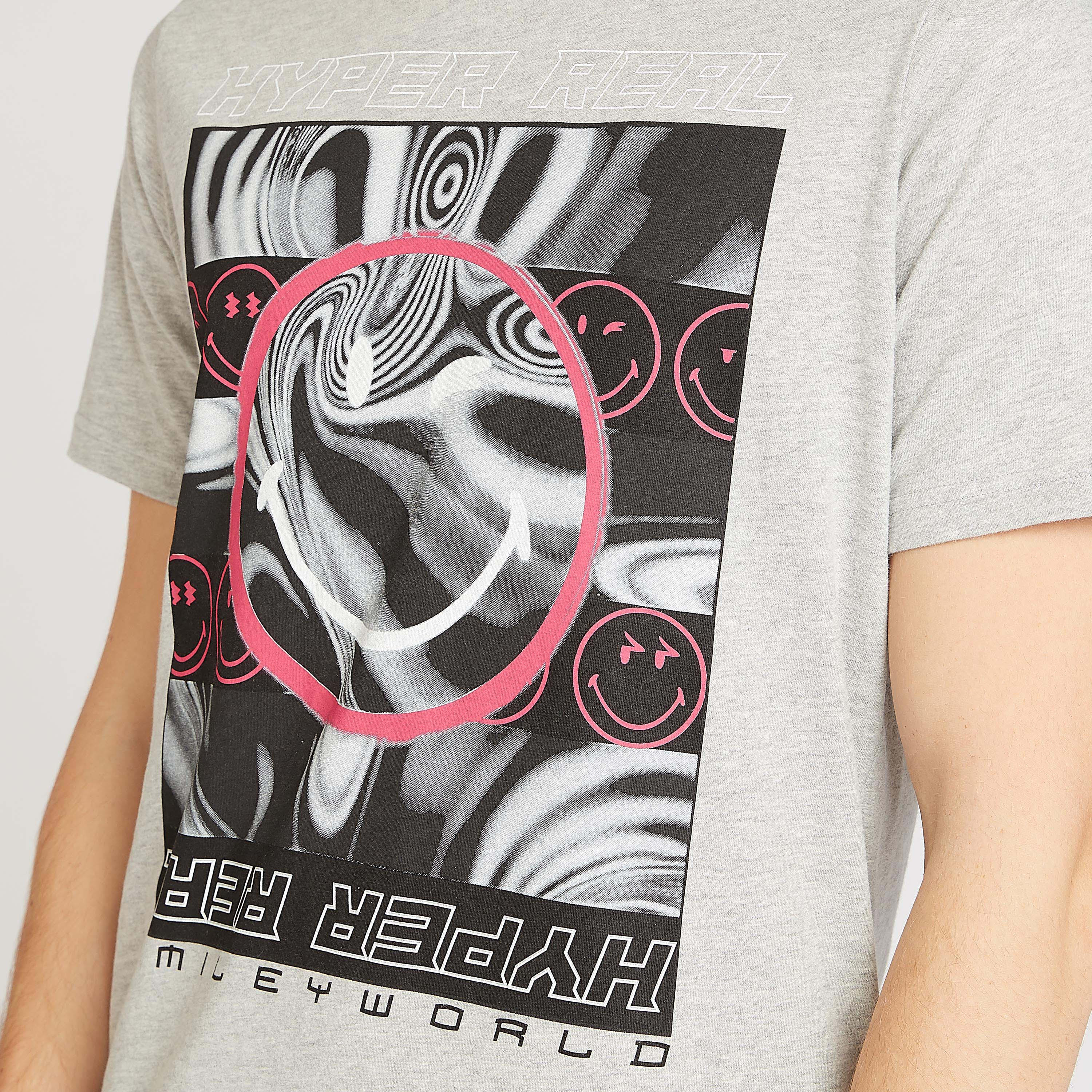 Smiley World Graphic Print T-shirt with Crew Neck and Short Sleeves-men-clothing-tshirtsandpolos-tshirts-image-3