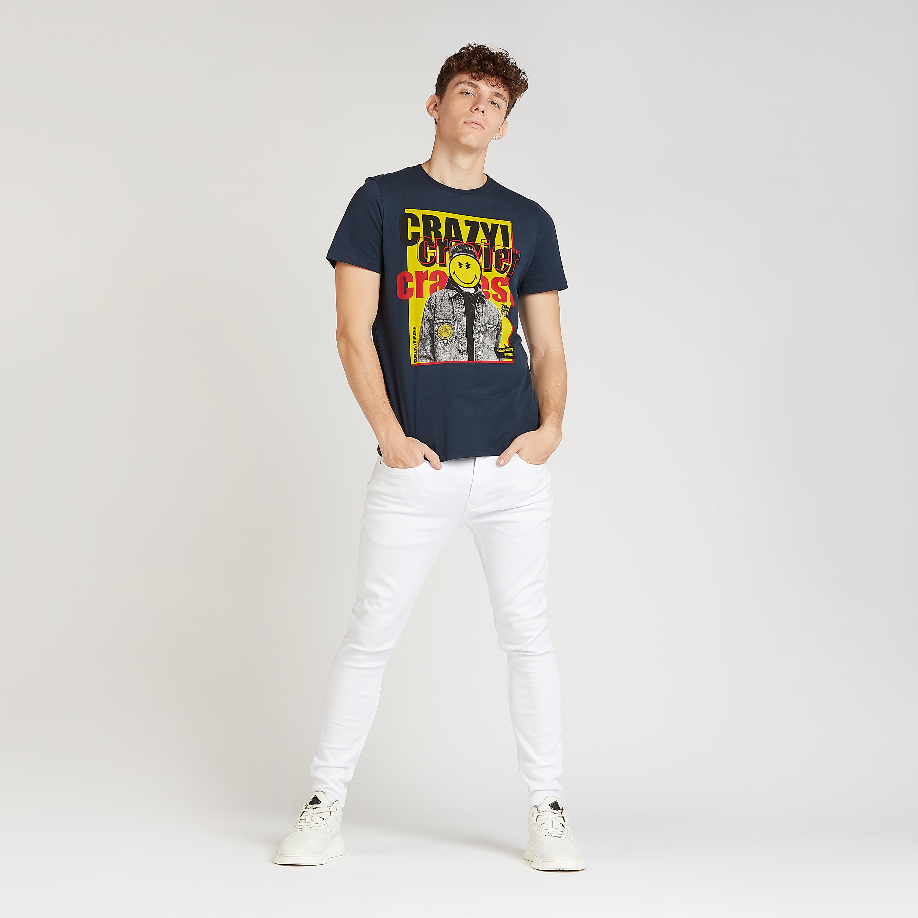 Sustainable Smiley World Print T-shirt with Crew Neck-men-clothing-tshirtsandpolos-tshirts-image-2