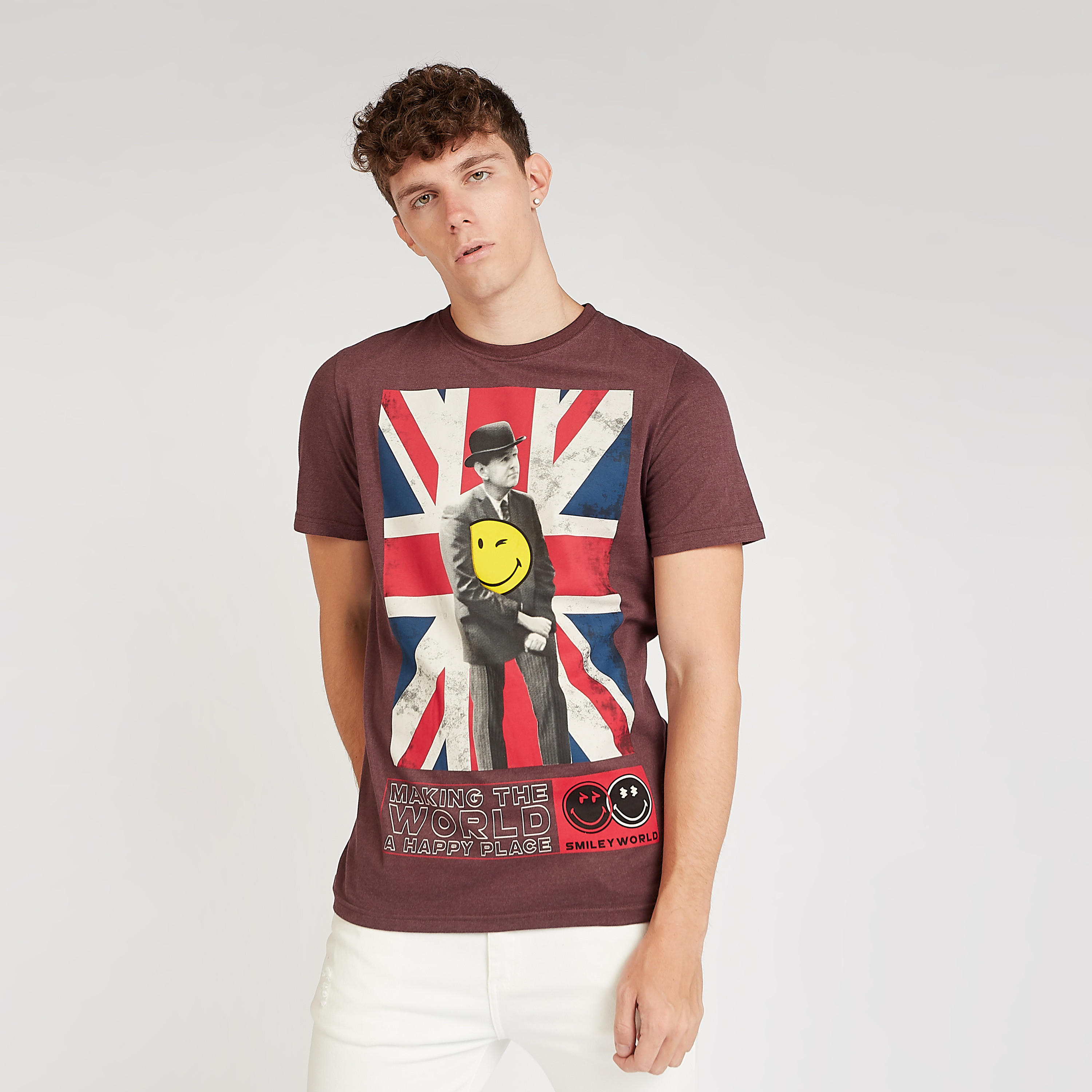 Smiley World Printed T-shirt with Crew Neck and Short Sleeves-men-clothing-tshirtsandpolos-tshirts-image-1
