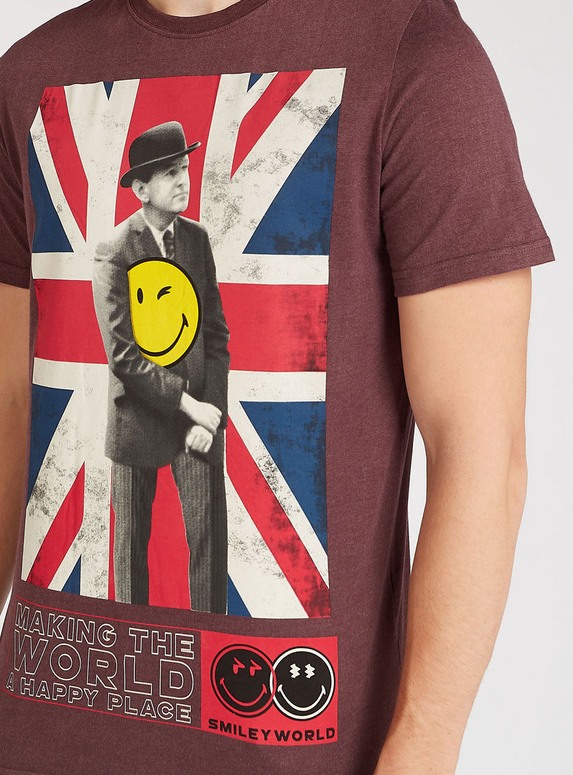 Smiley World Printed T-shirt with Crew Neck and Short Sleeves-men-clothing-tshirtsandpolos-tshirts-image-3
