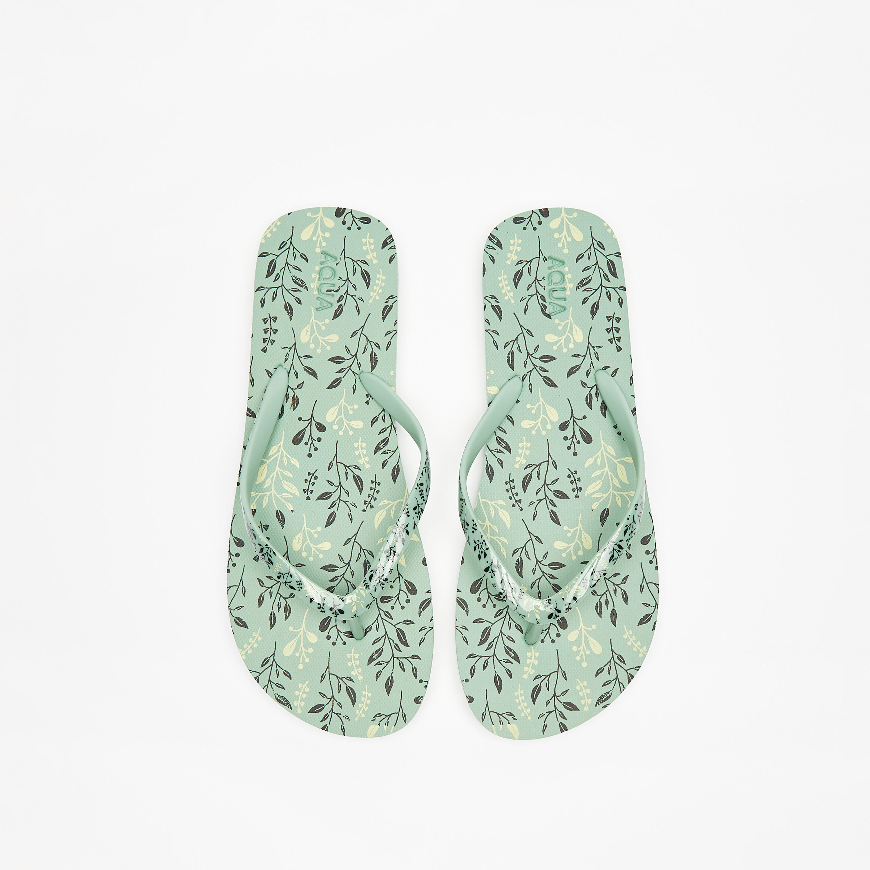 Aqua Leaf Print Slip-On Flip Flops-women-shoes-flipflopsandslides-image-1