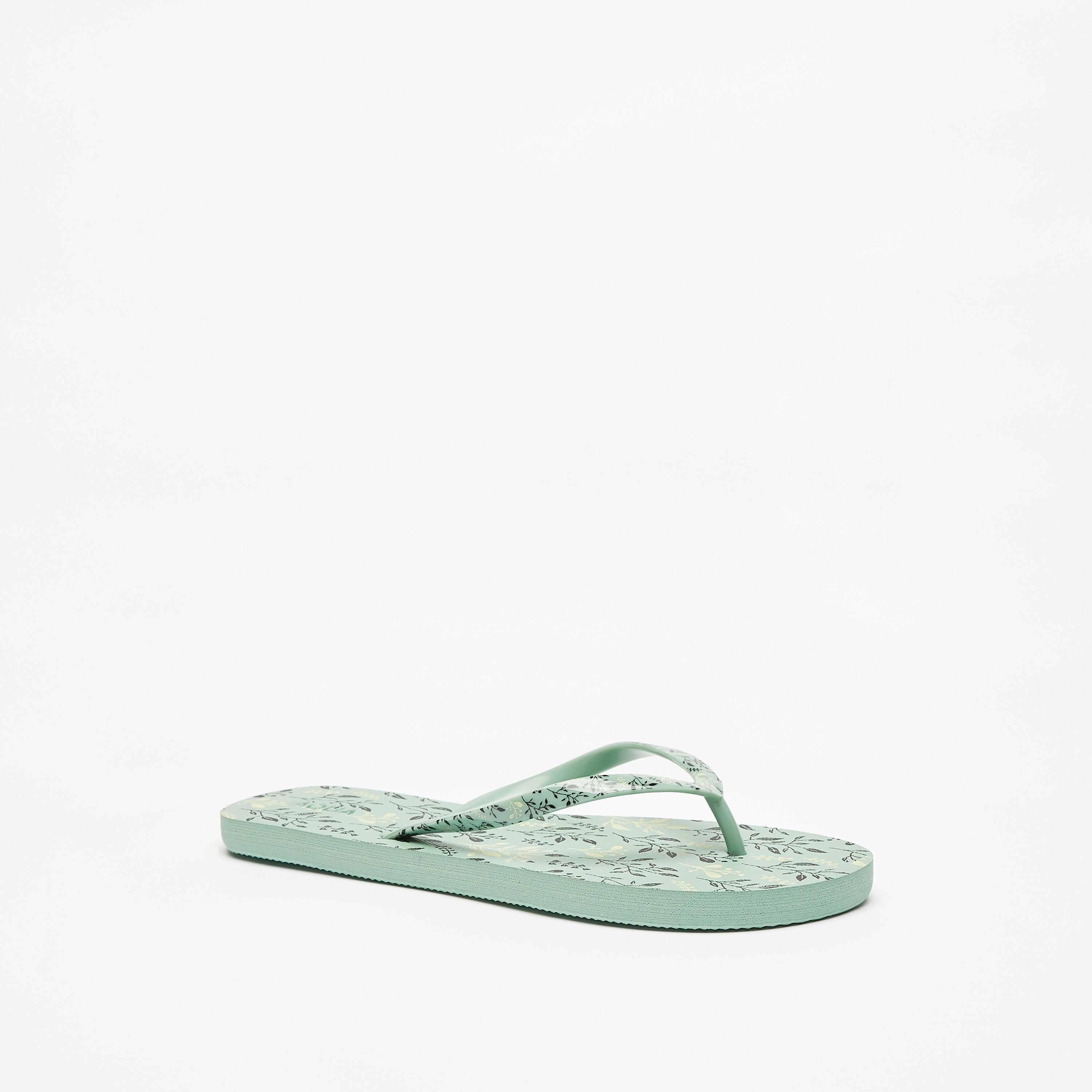 Aqua Leaf Print Slip-On Flip Flops-women-shoes-flipflopsandslides-image-2
