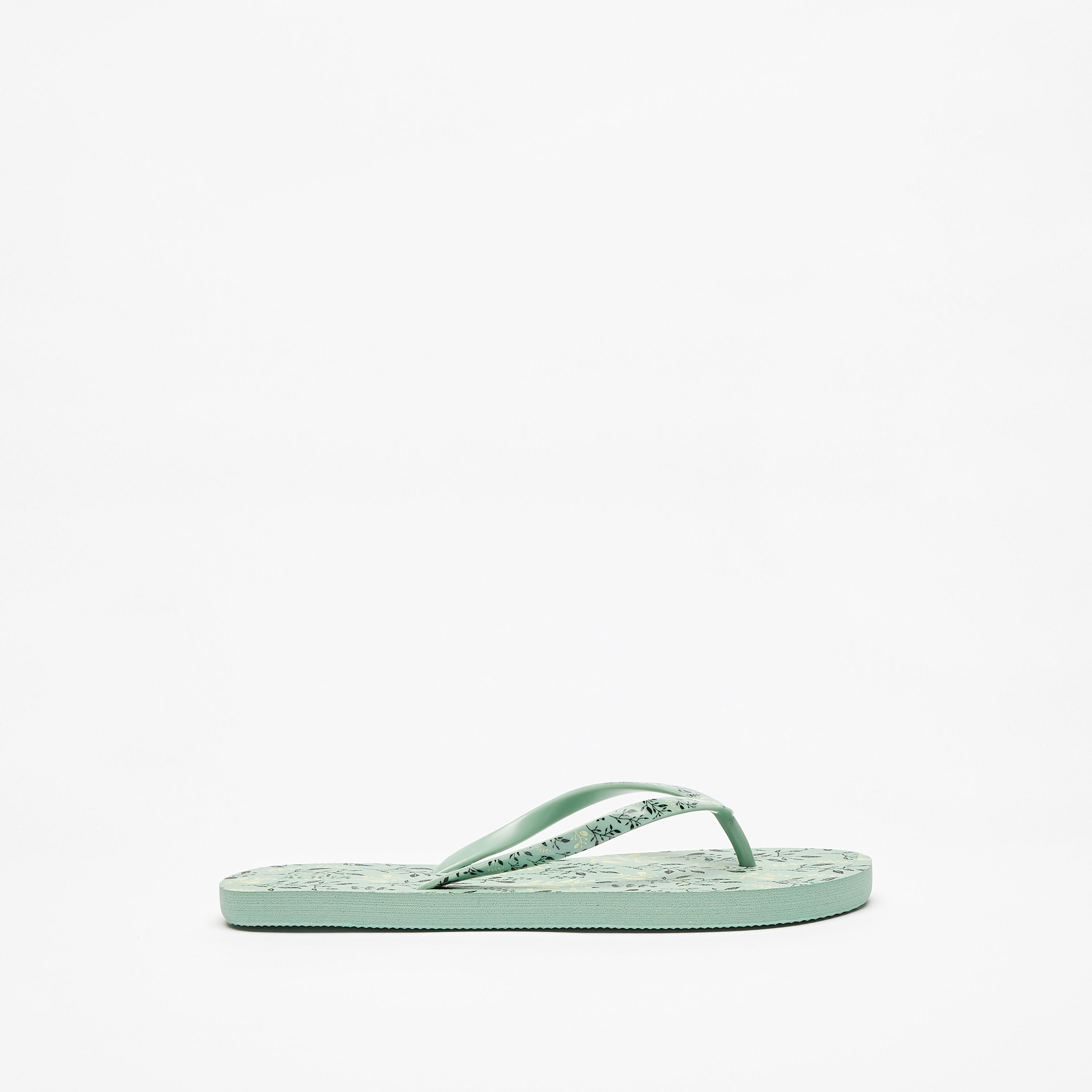 Aqua Leaf Print Slip-On Flip Flops-women-shoes-flipflopsandslides-image-3