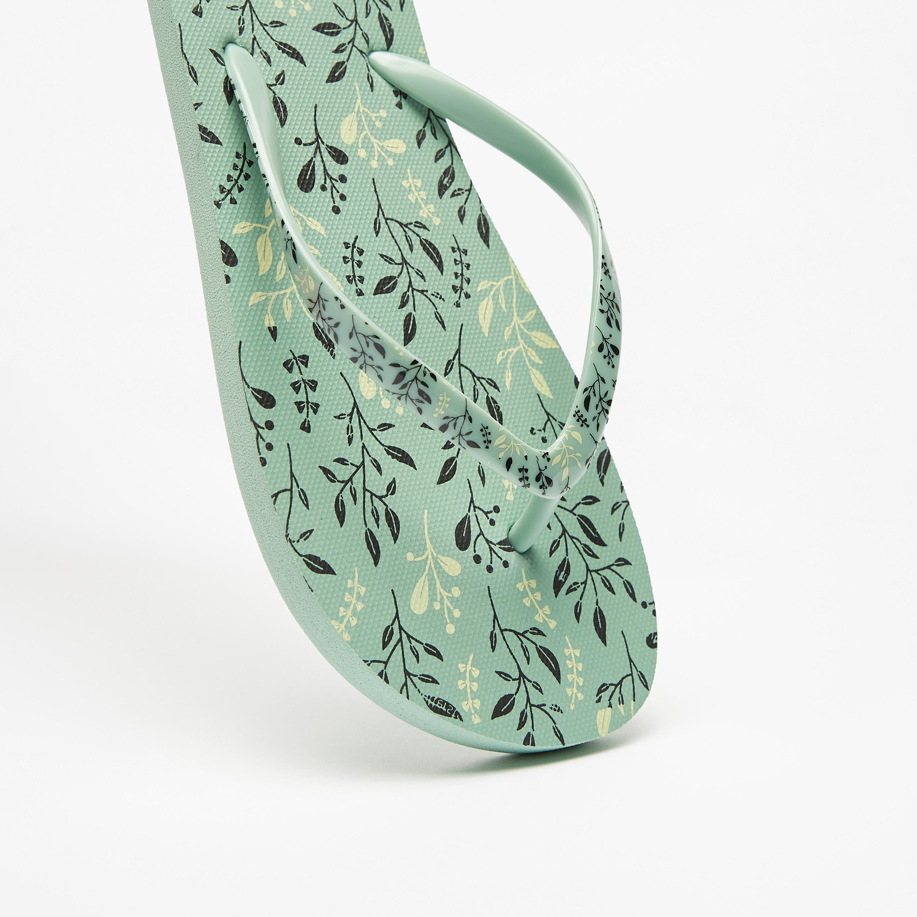 Aqua Leaf Print Slip-On Flip Flops-women-shoes-flipflopsandslides-image-4