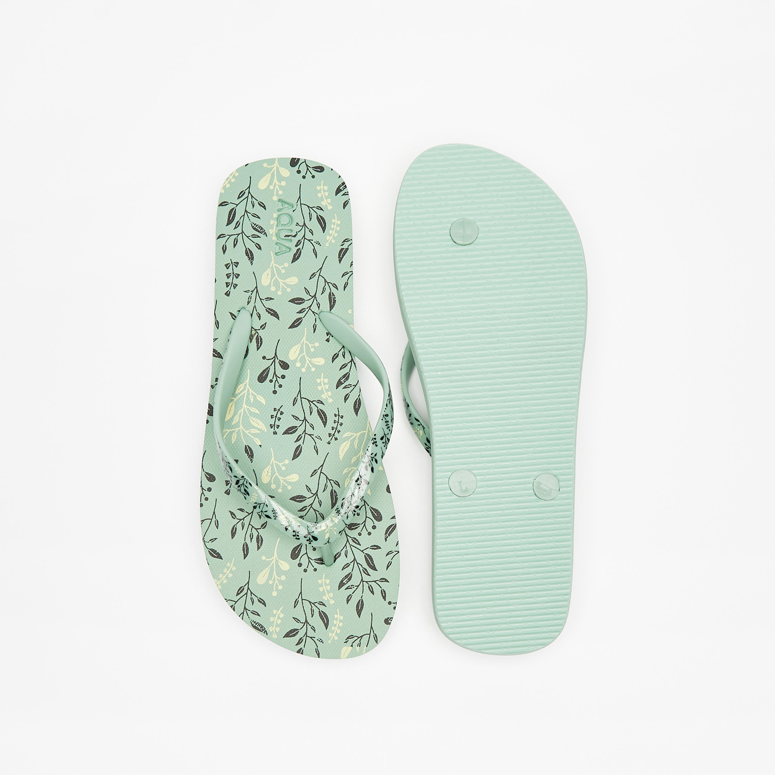 Aqua Leaf Print Slip-On Flip Flops-women-shoes-flipflopsandslides-image-5