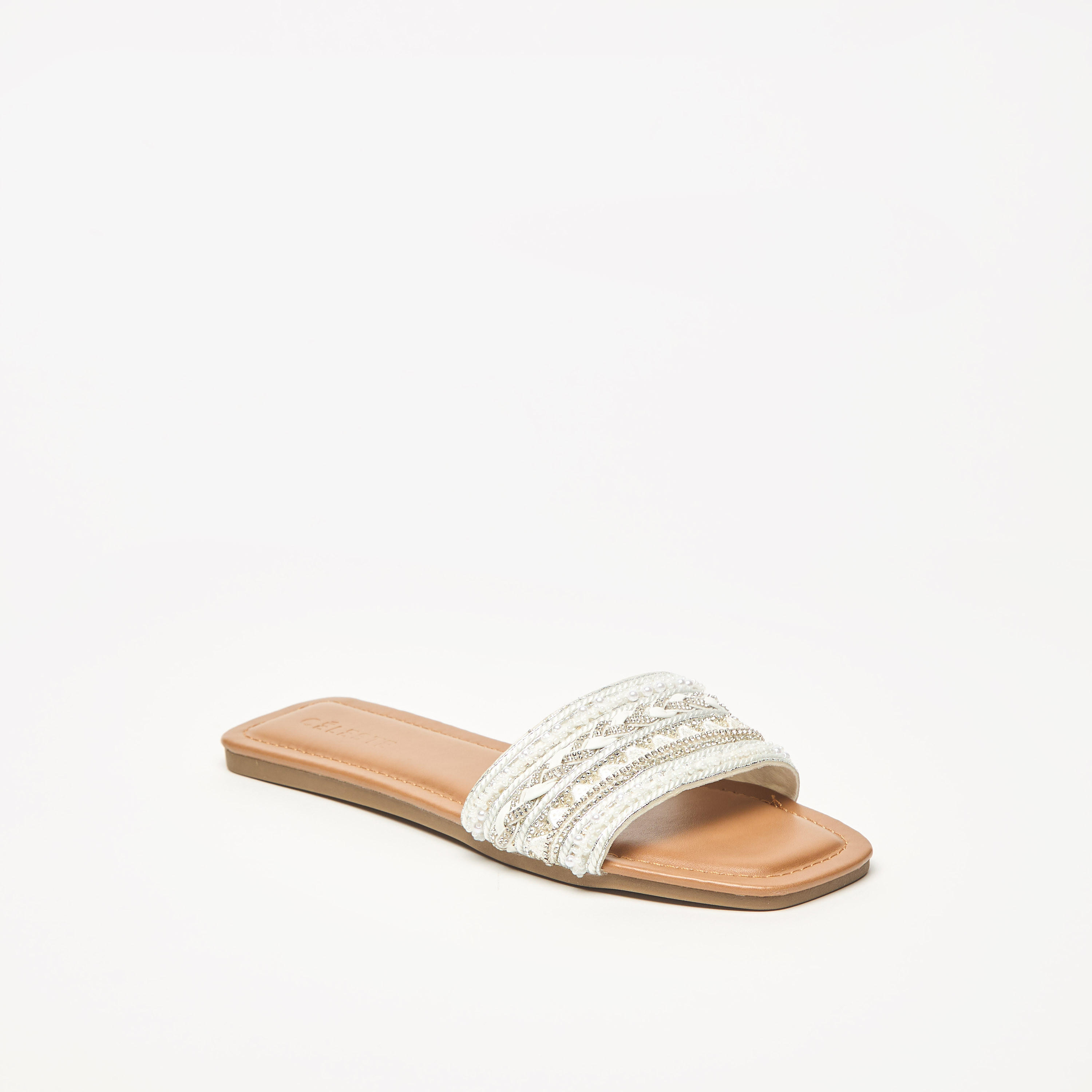 Celeste Embellished Open Toe Slip-On Sandals-women-shoes-flats-sandals-image-1