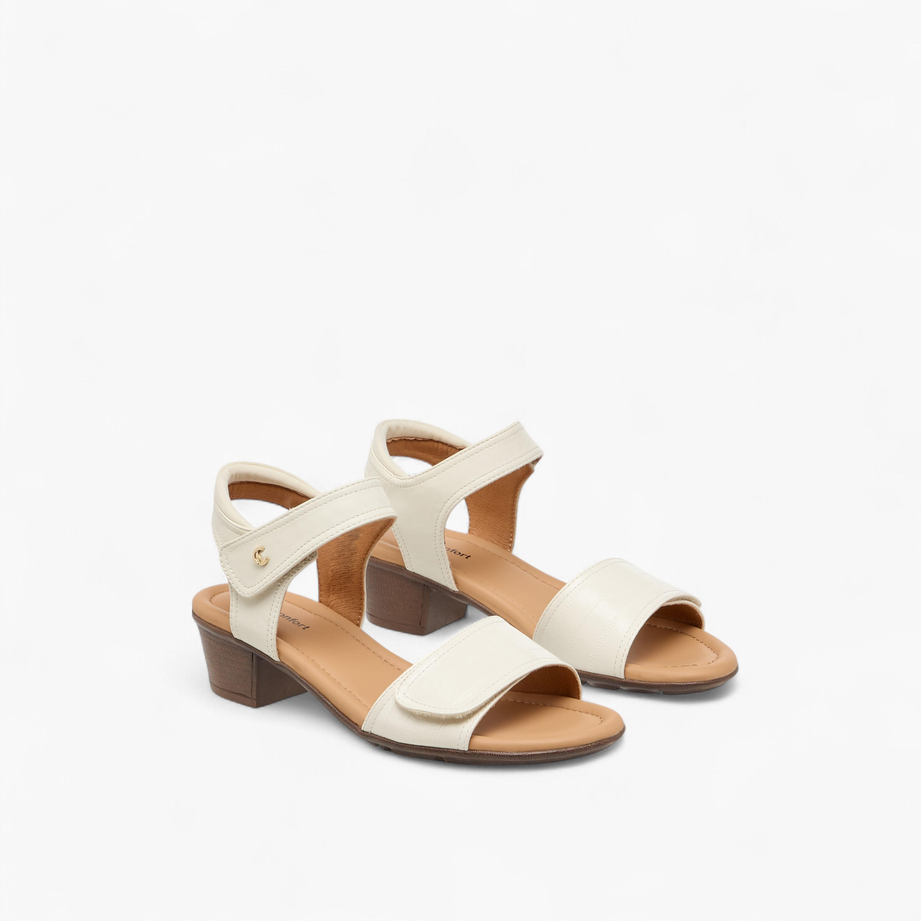 Le Confort Solid Block Heel Sandals with Hook and Loop Closure-women-shoes-sandals-heeled-image-1