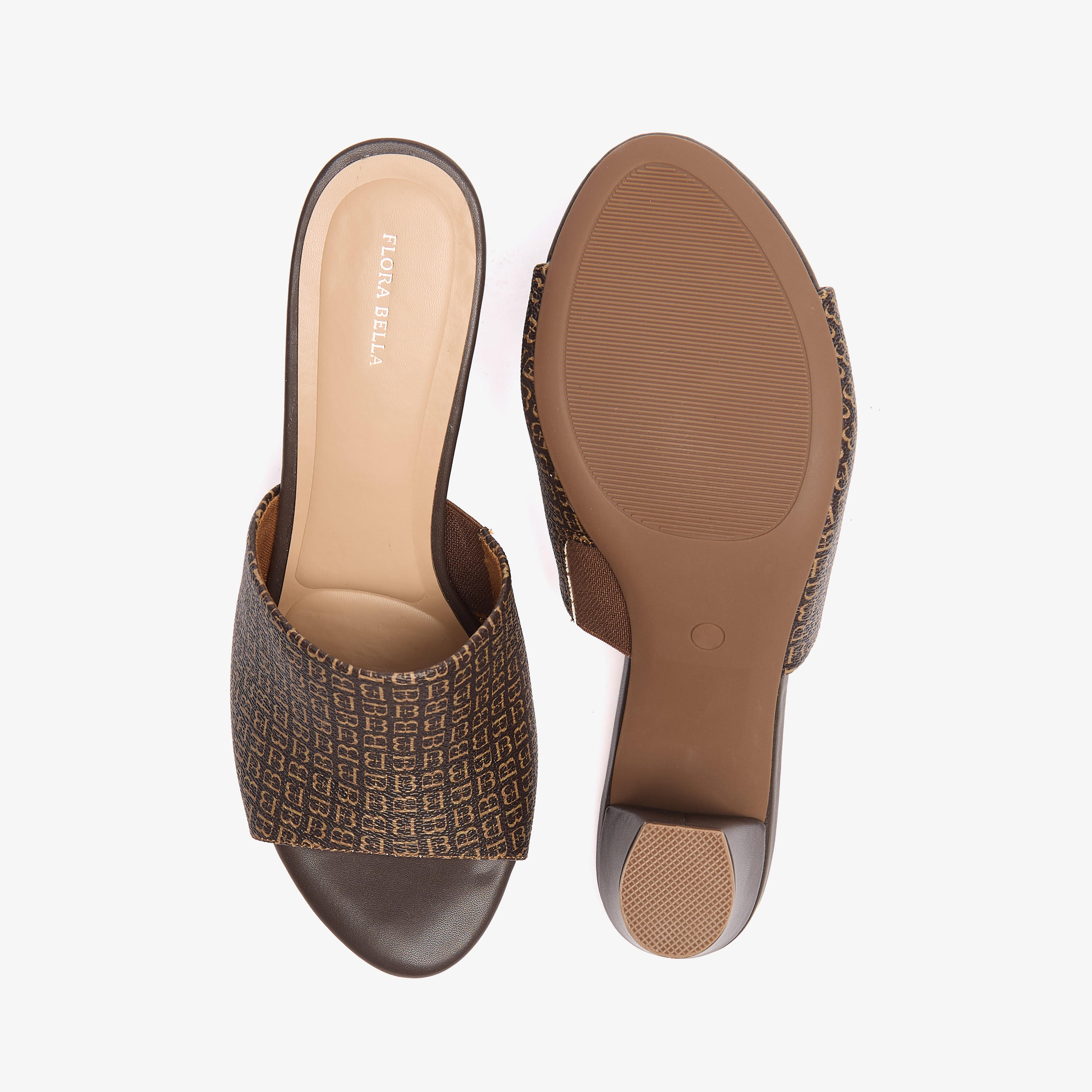 Flora Bella Monogram Print Slip-On Sandals with Block Heels-women-shoes-sandals-heeled-image-4