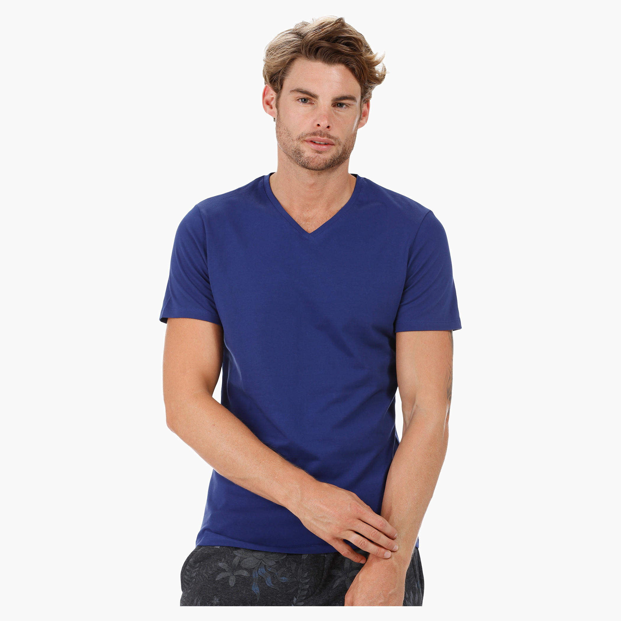 Short-sleeved V-neck T-shirt-men-clothing-tshirtsandpolos-tshirts-image-1