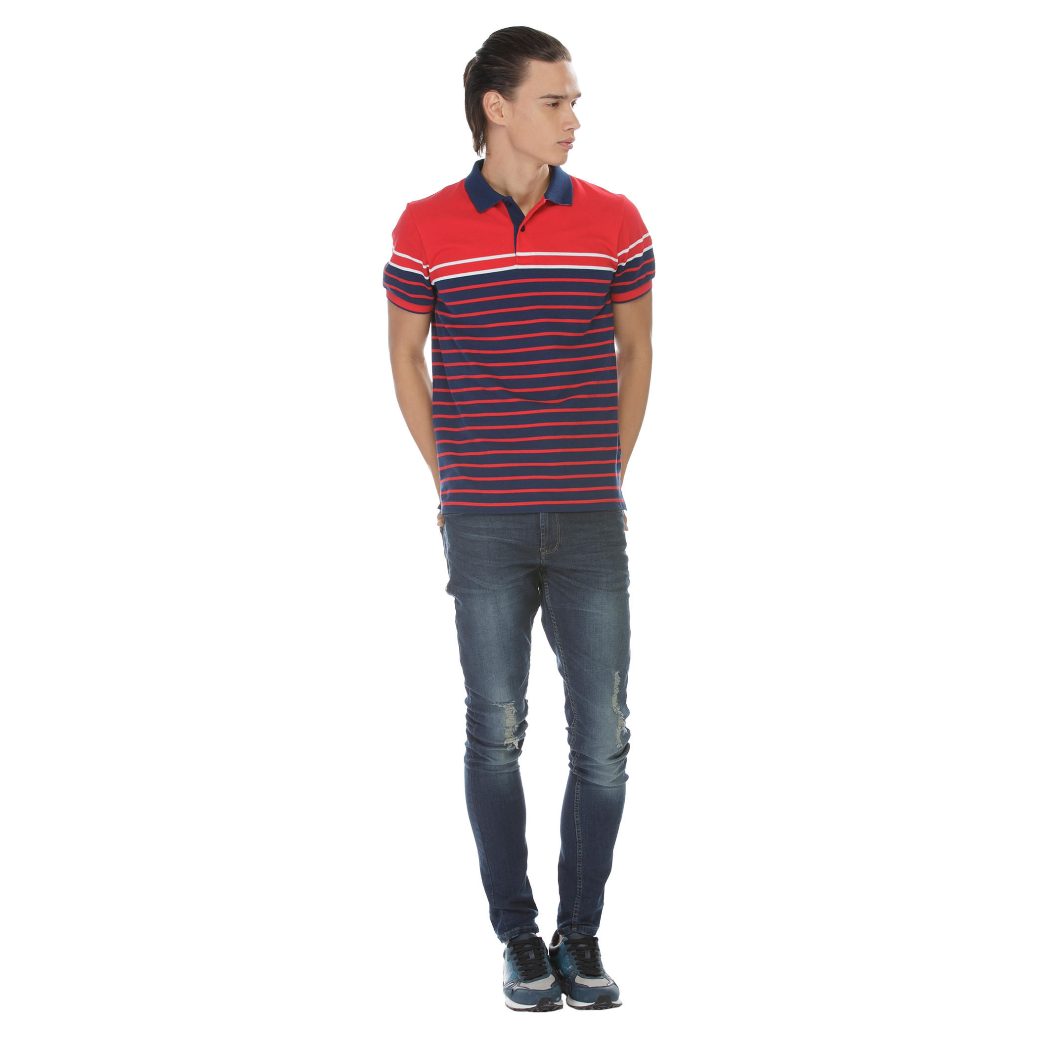 Striped Polo Neck T-shirt-men-clothing-tshirtsandpolos-polos-image-1