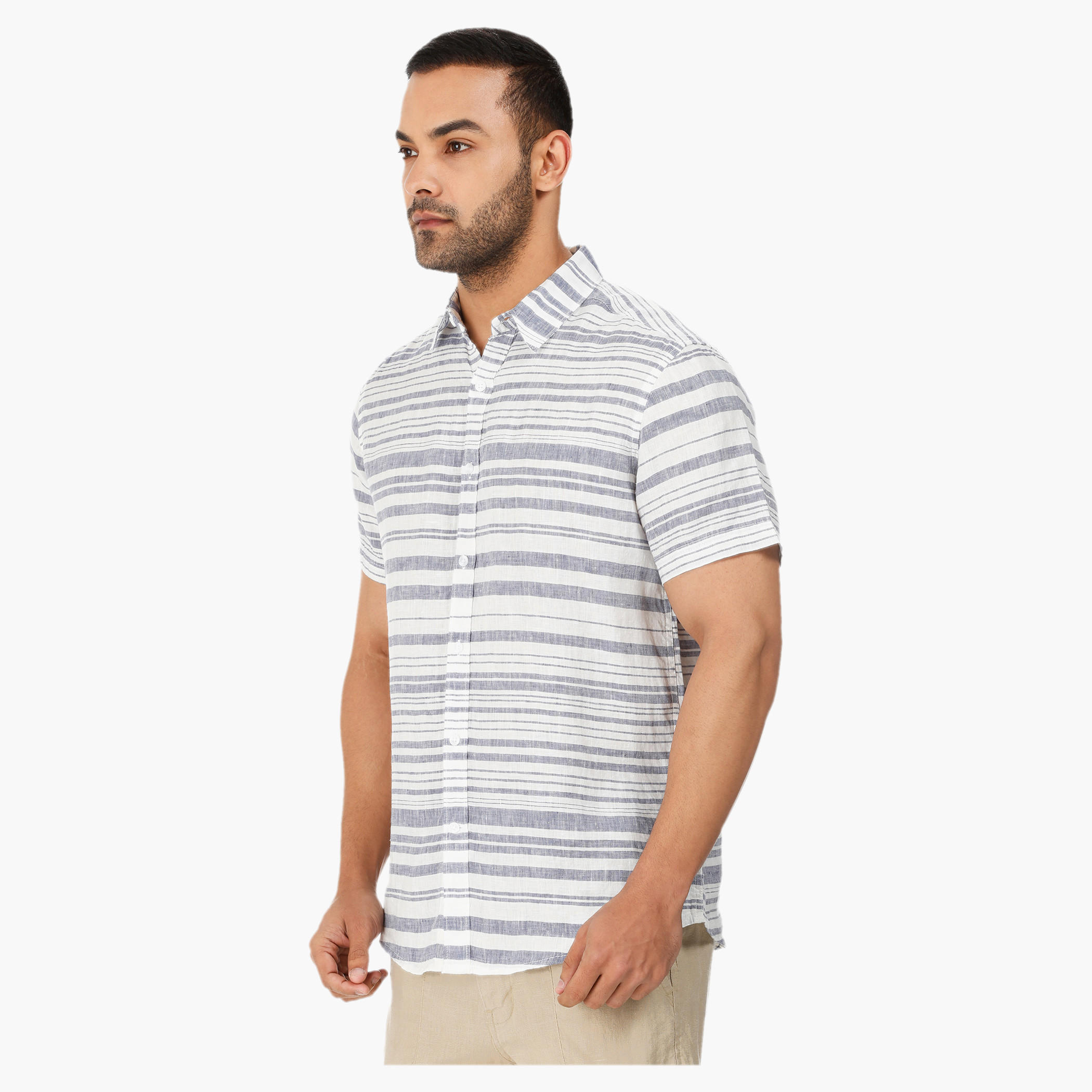 Striped Short-sleeved Shirt-men-clothing-shirts-image-3