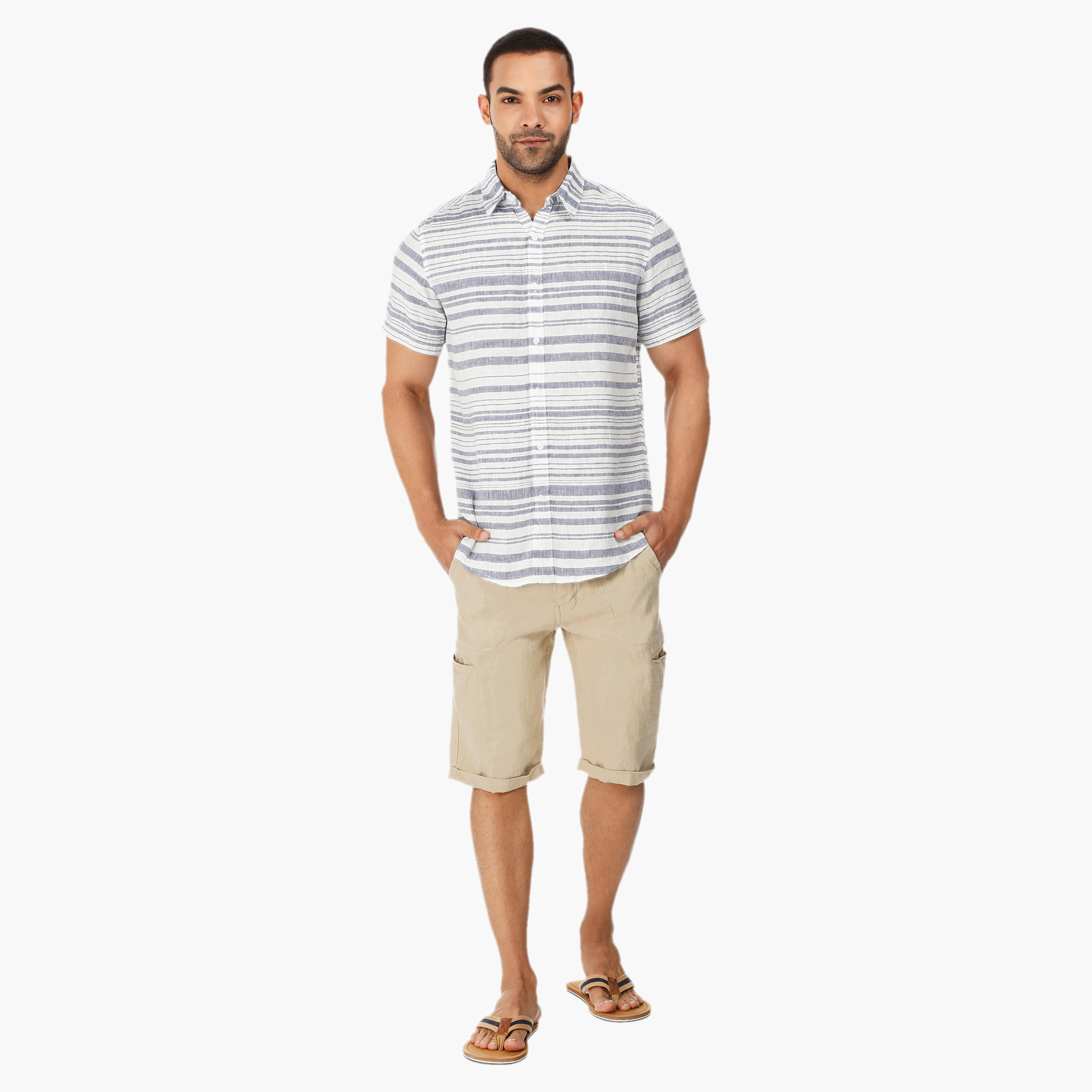 Striped Short-sleeved Shirt-men-clothing-shirts-image-1