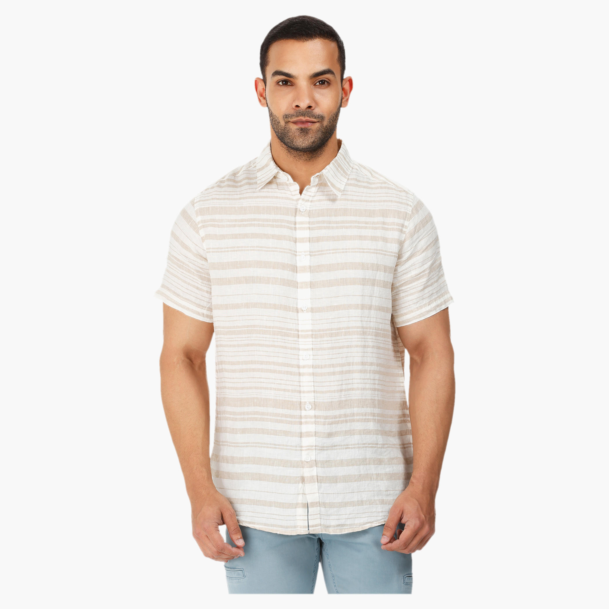 Striped Short-sleeved Shirt-men-clothing-shirts-image-6