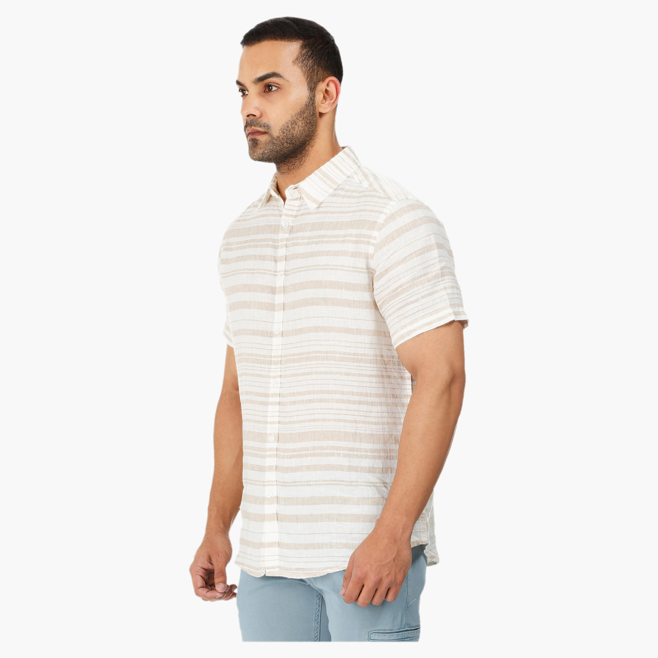 Striped Short-sleeved Shirt-men-clothing-shirts-image-8