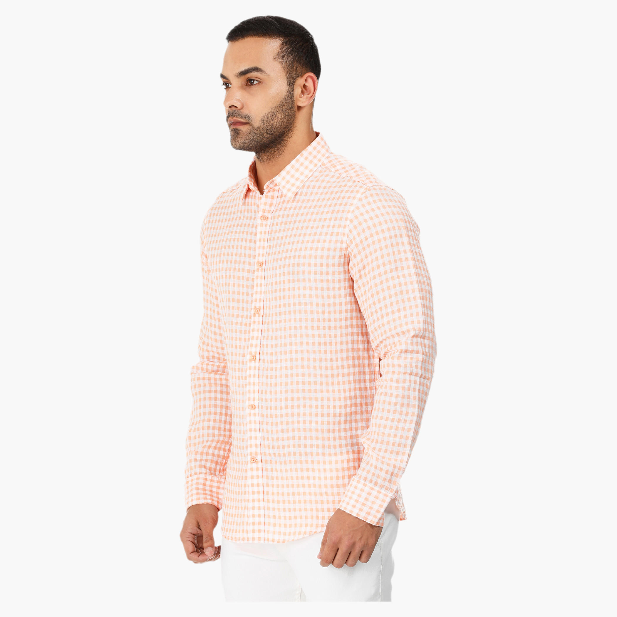 Gingham Long-sleeved Shirt-men-clothing-shirts-image-3