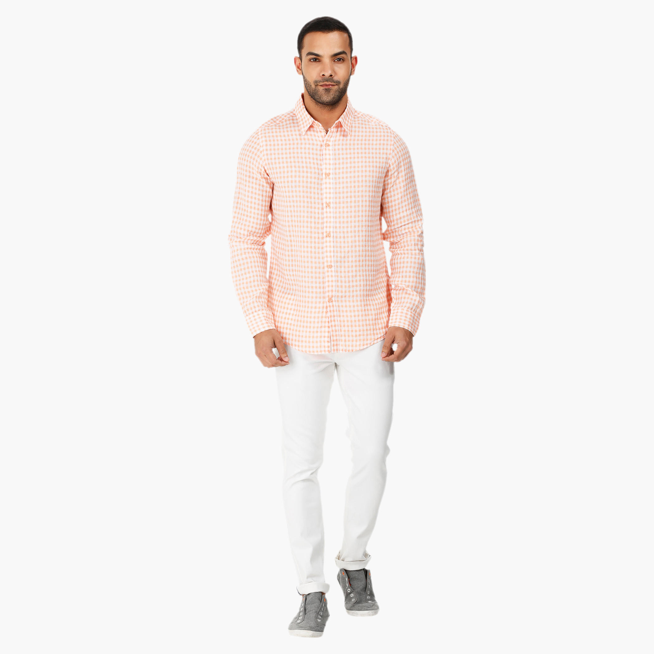 Gingham Long-sleeved Shirt-men-clothing-shirts-image-5