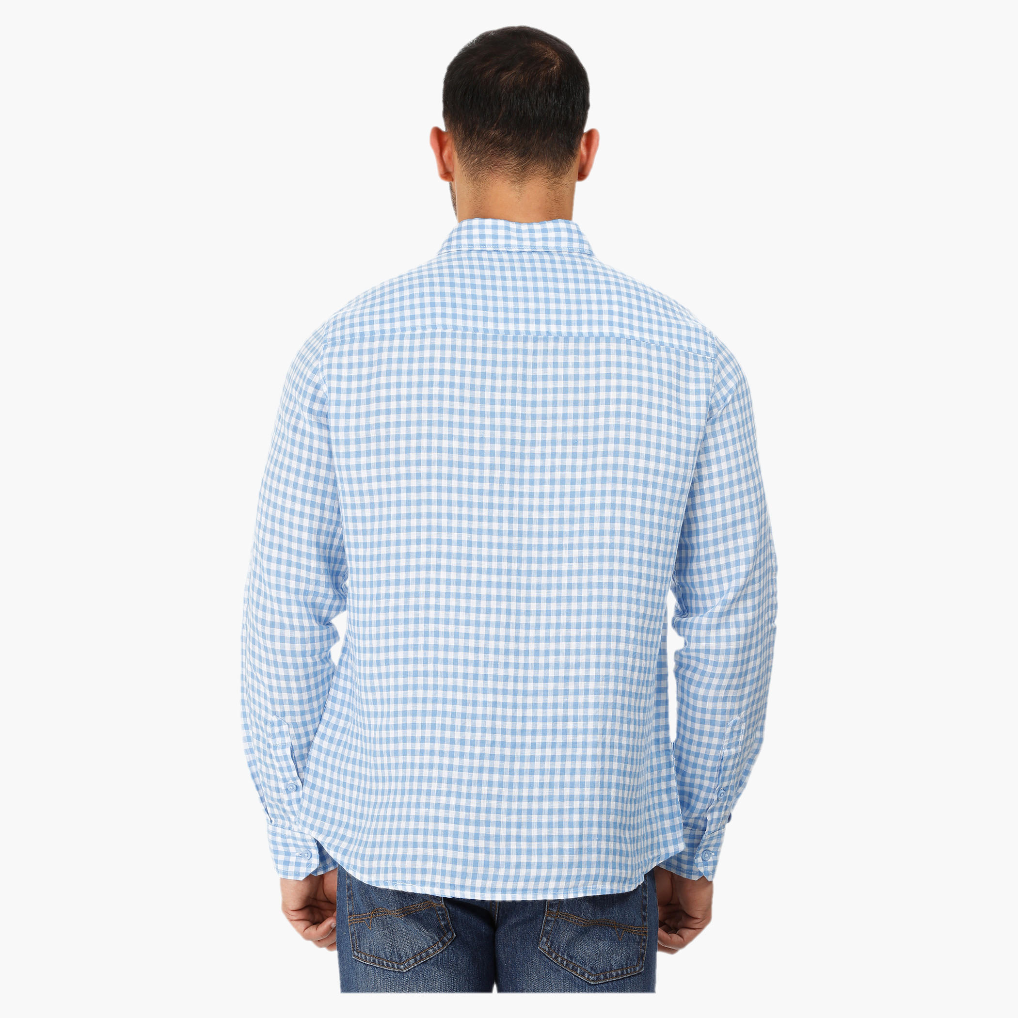 Gingham Long-sleeved Shirt-men-clothing-shirts-image-7