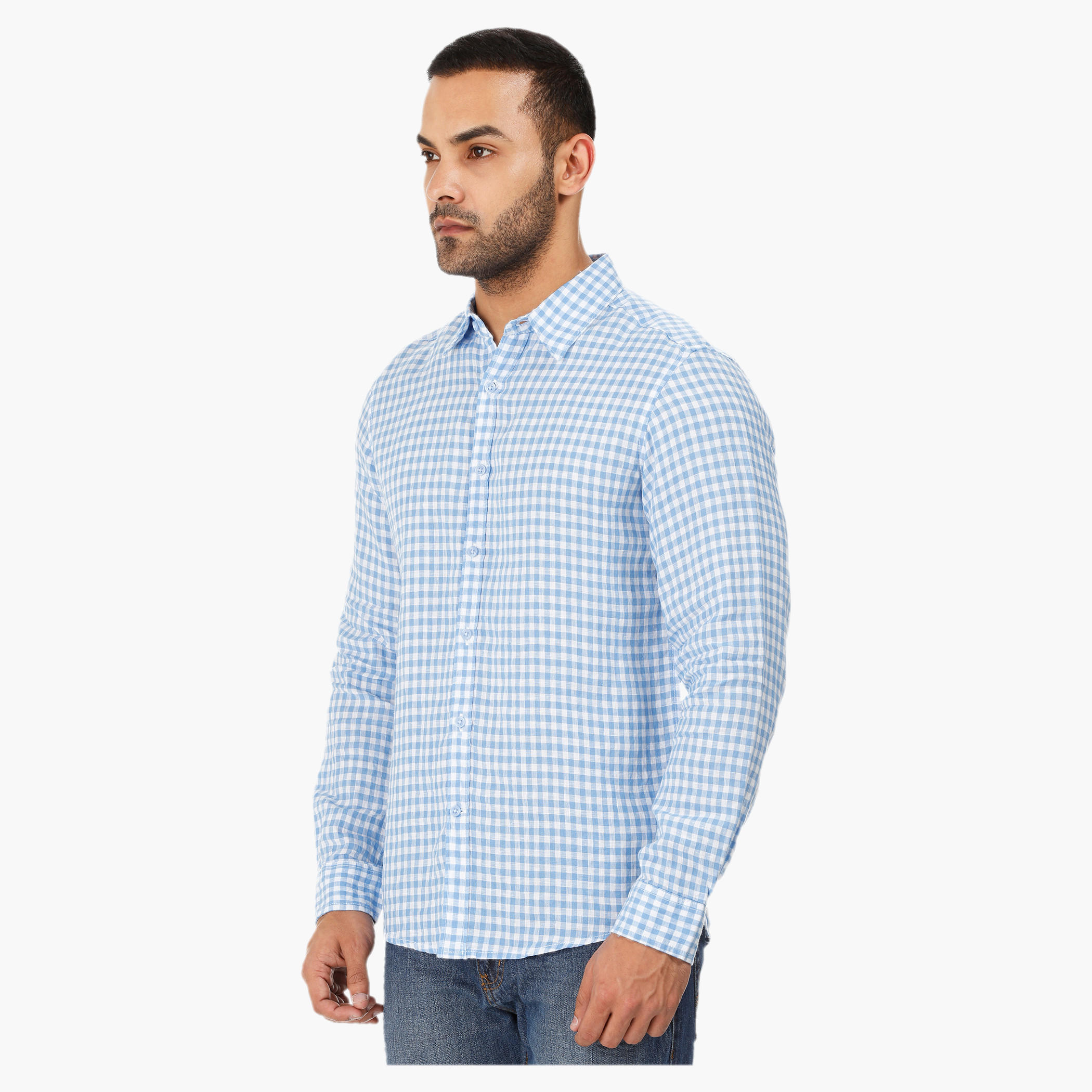 Gingham Long-sleeved Shirt-men-clothing-shirts-image-8