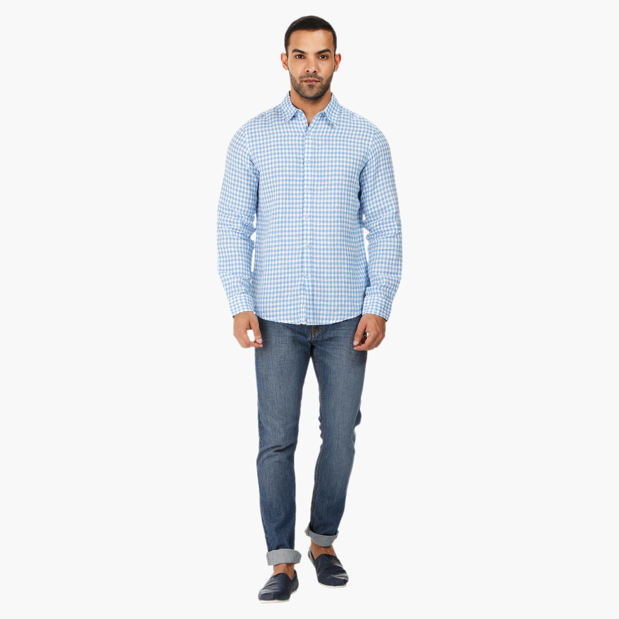 Gingham Long-sleeved Shirt-men-clothing-shirts-image-10