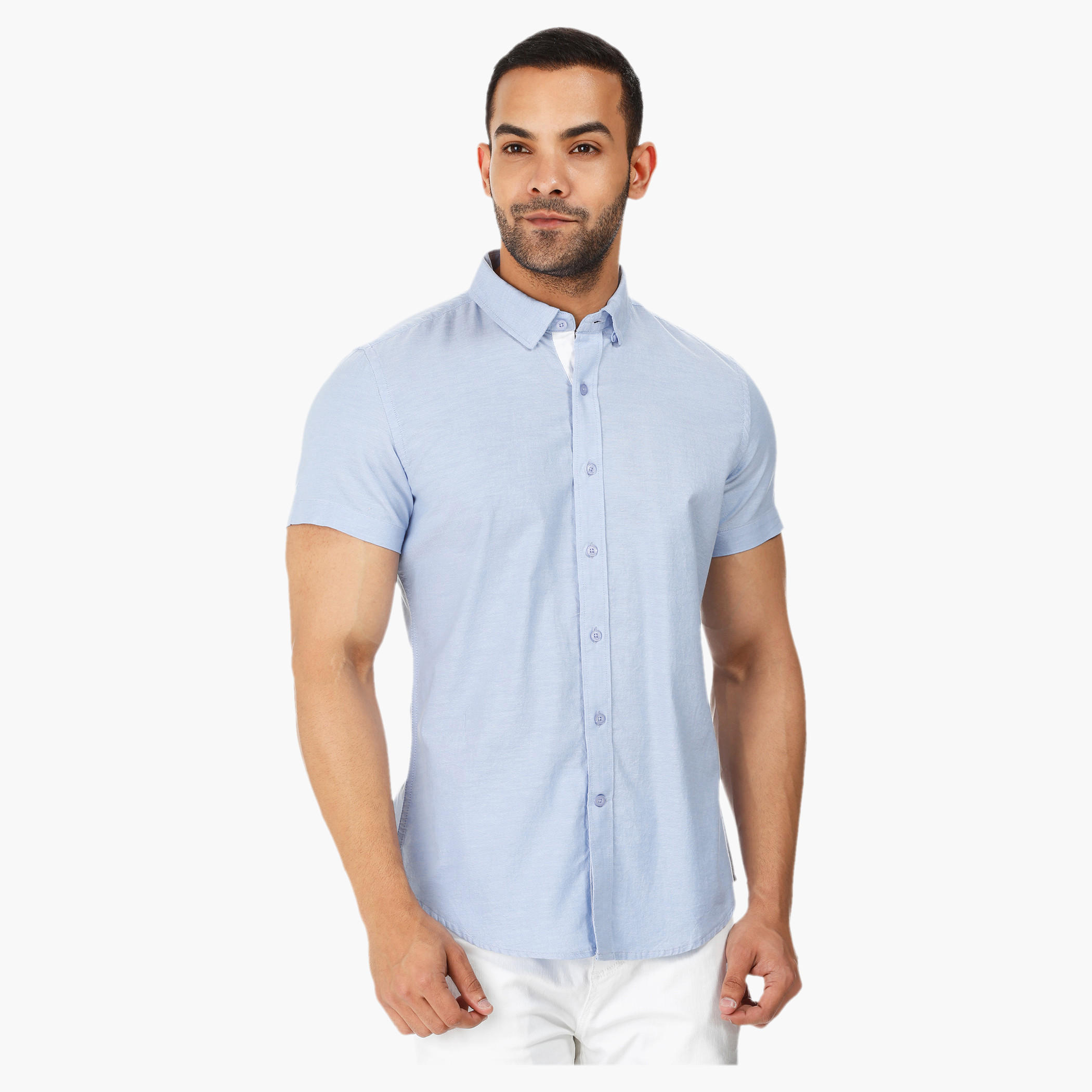 Short-sleeved Oxford Shirt-men-clothing-shirts-image-1
