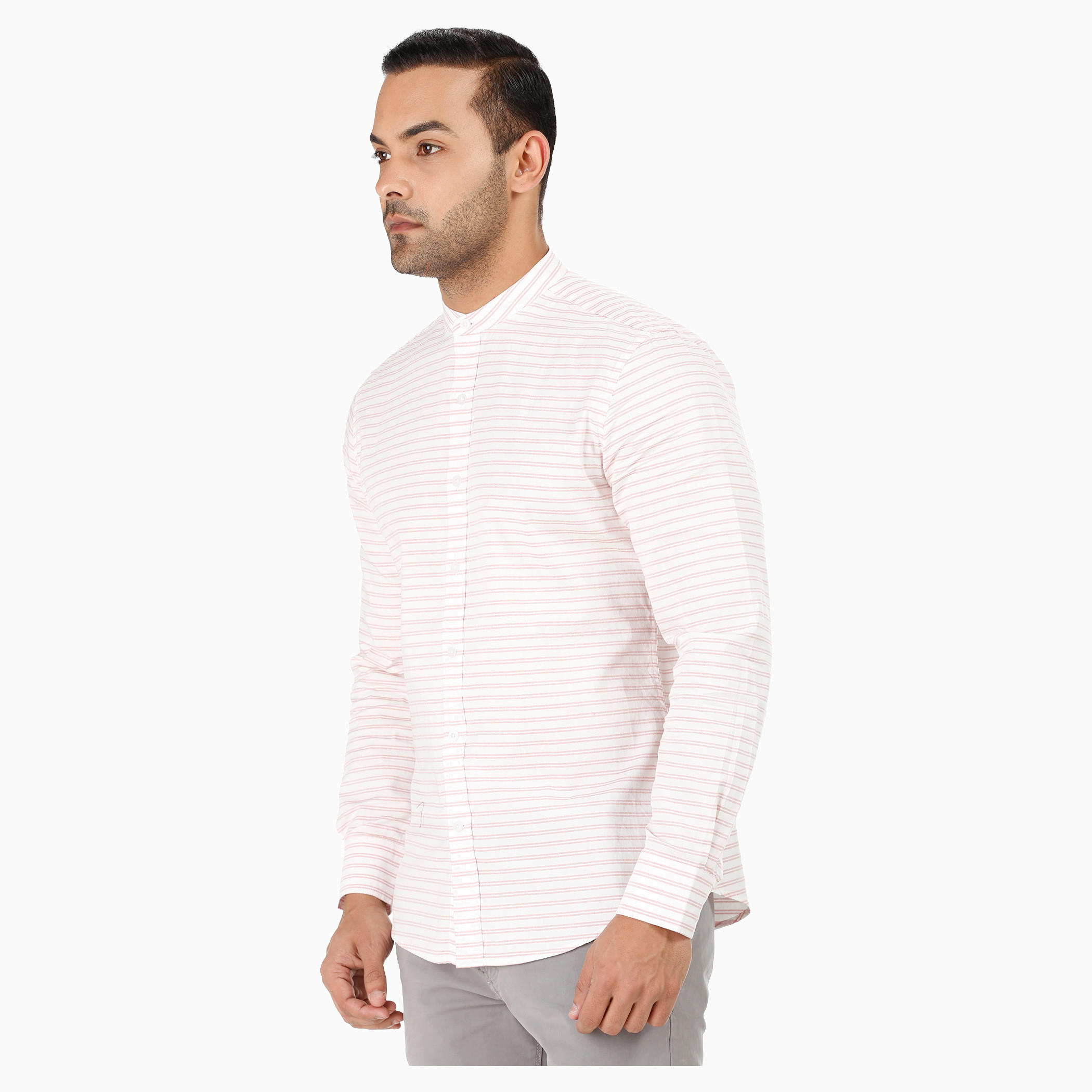 Band Neck Shirt with Long Sleeves-men-clothing-shirts-image-3