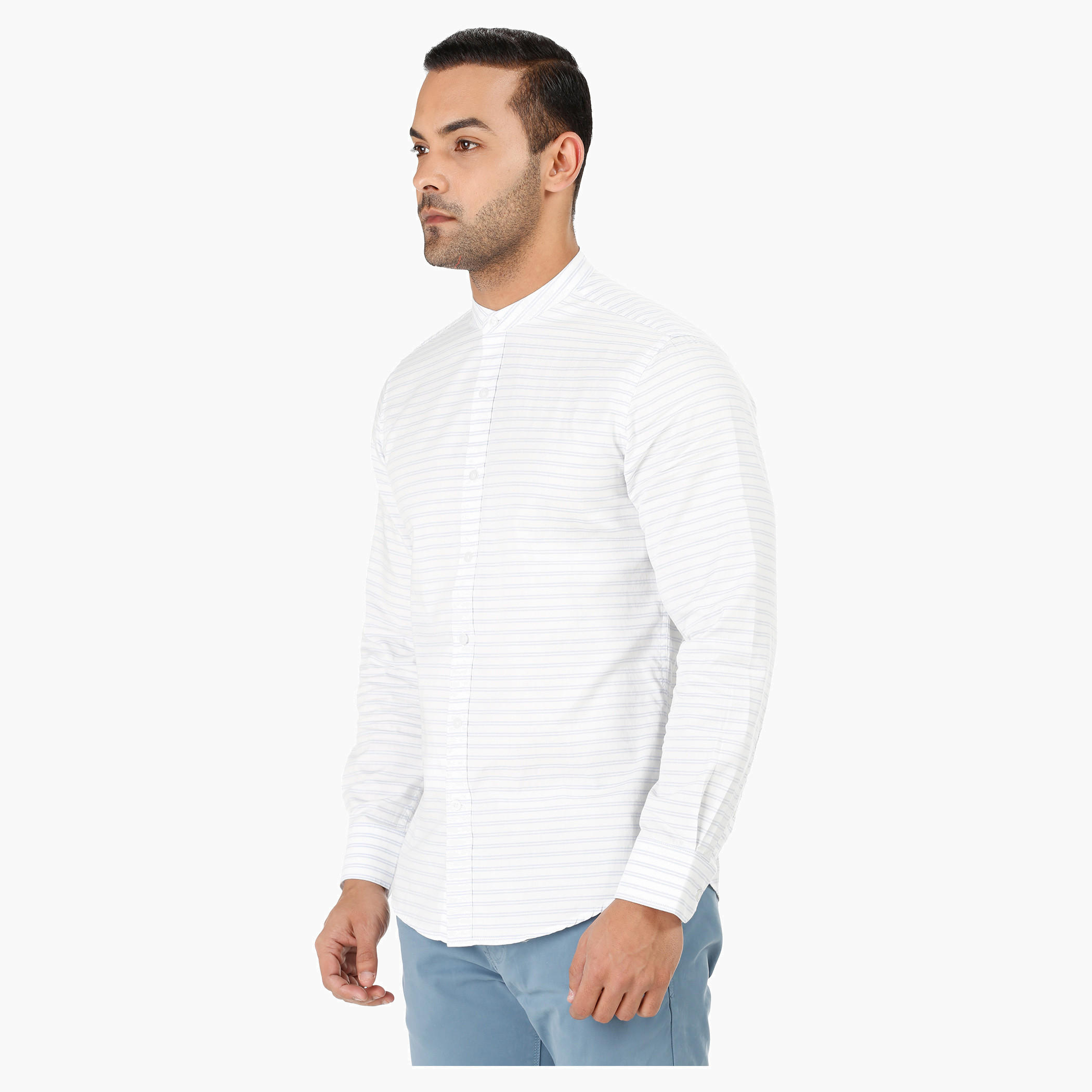 Band Neck Shirt with Long Sleeves-men-clothing-shirts-image-8
