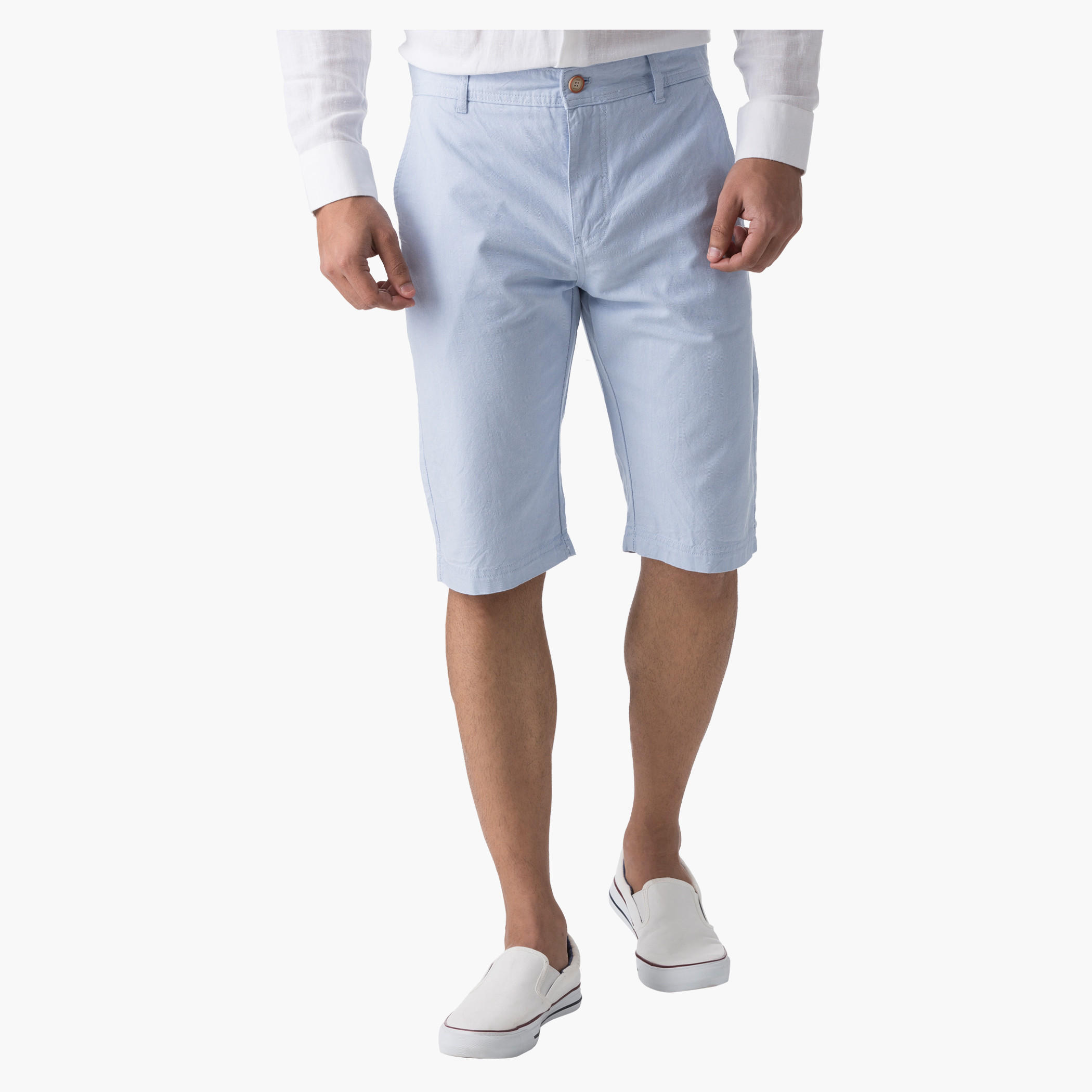 Cotton Oxford Shorts in Slim Fit-men-clothing-bottoms-shorts-image-1