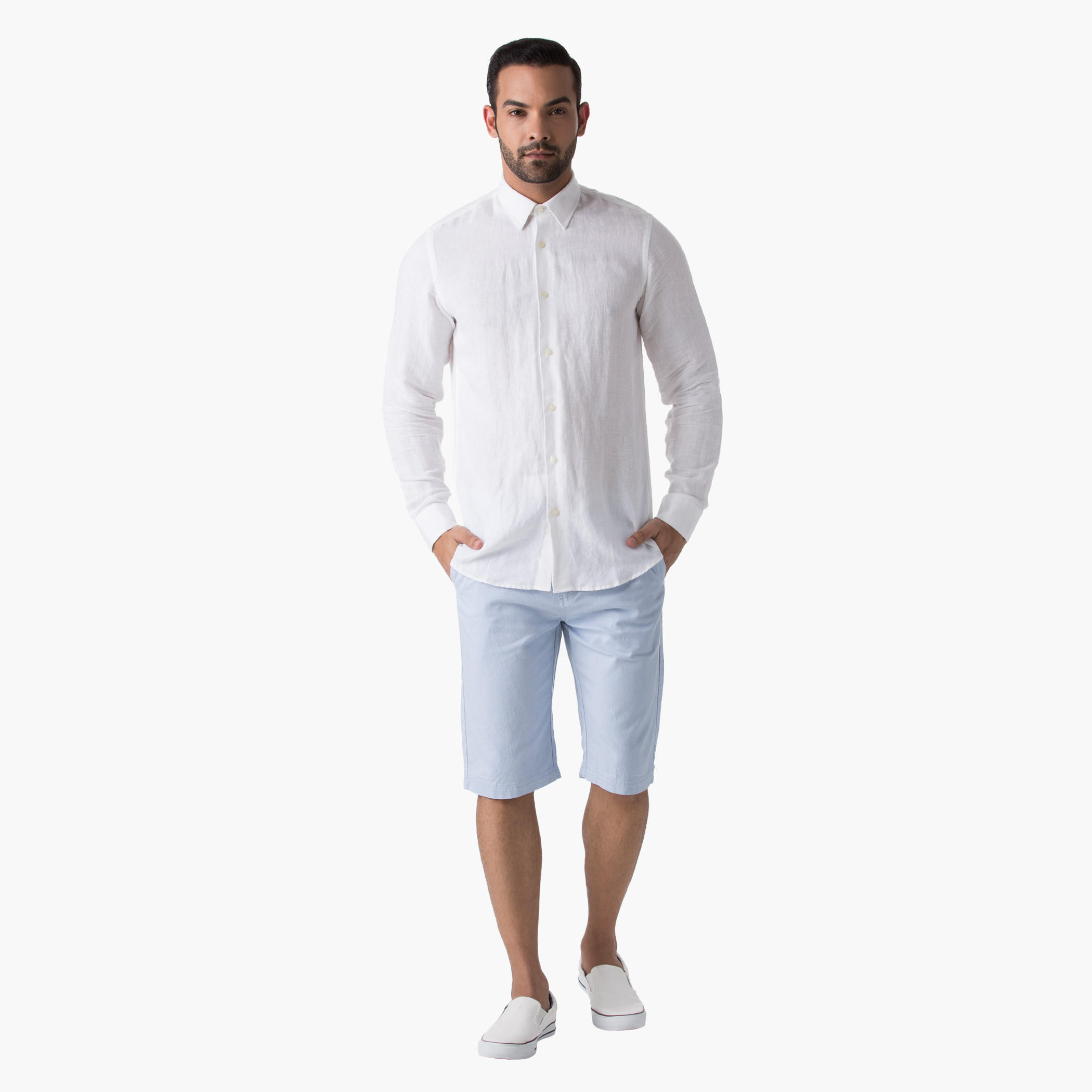 Cotton Oxford Shorts in Slim Fit-men-clothing-bottoms-shorts-image-5