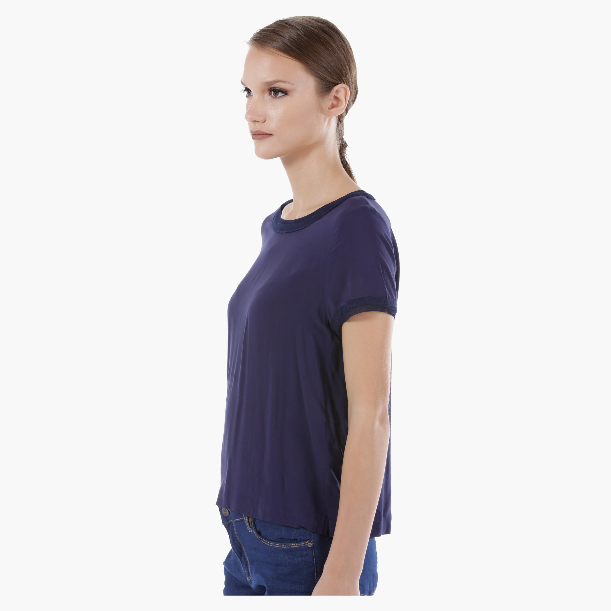 Basic T-shirt with Round Neck and Short Sleeves in Regular Fit-women-clothing-tshirts-image-3