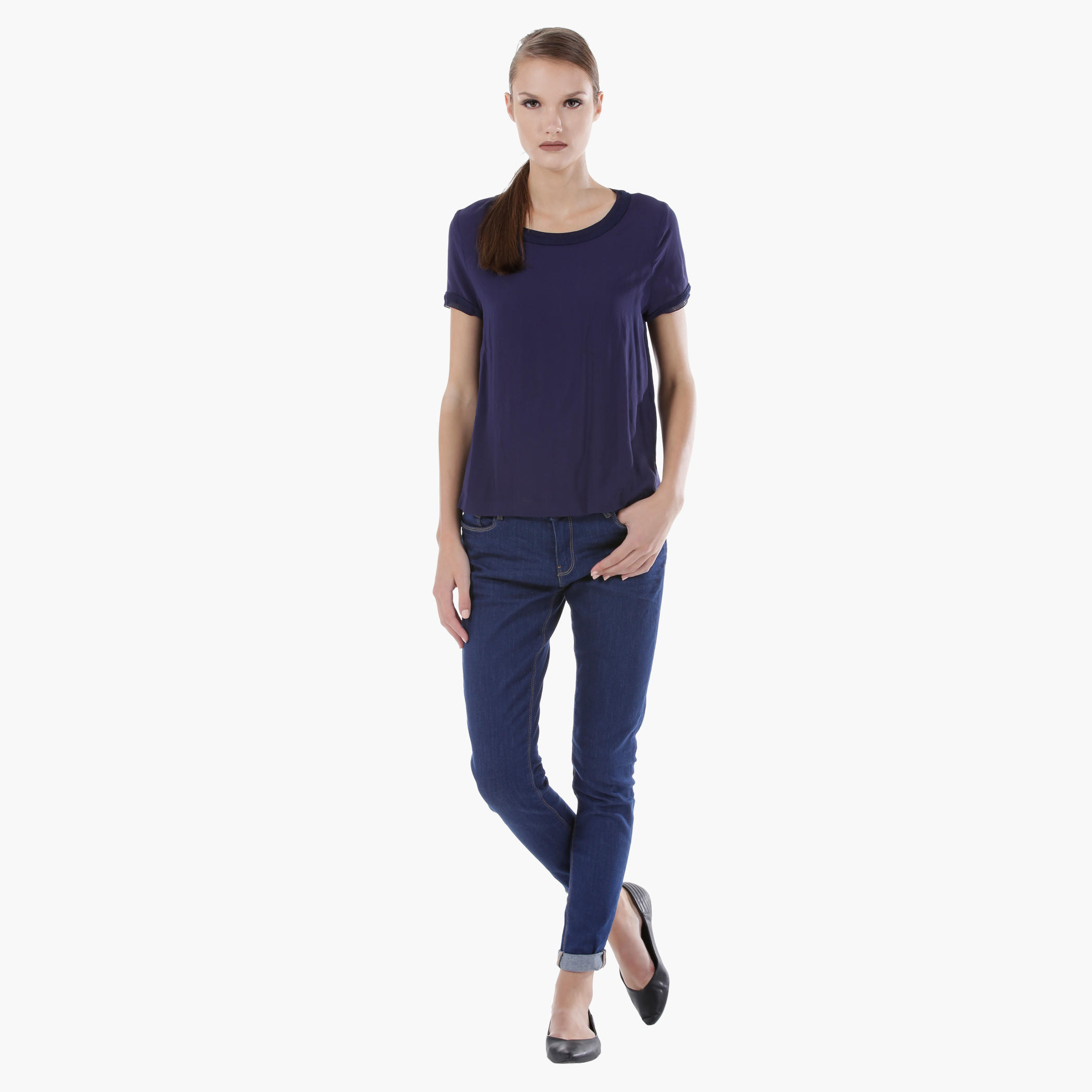Basic T-shirt with Round Neck and Short Sleeves in Regular Fit-women-clothing-tshirts-image-5