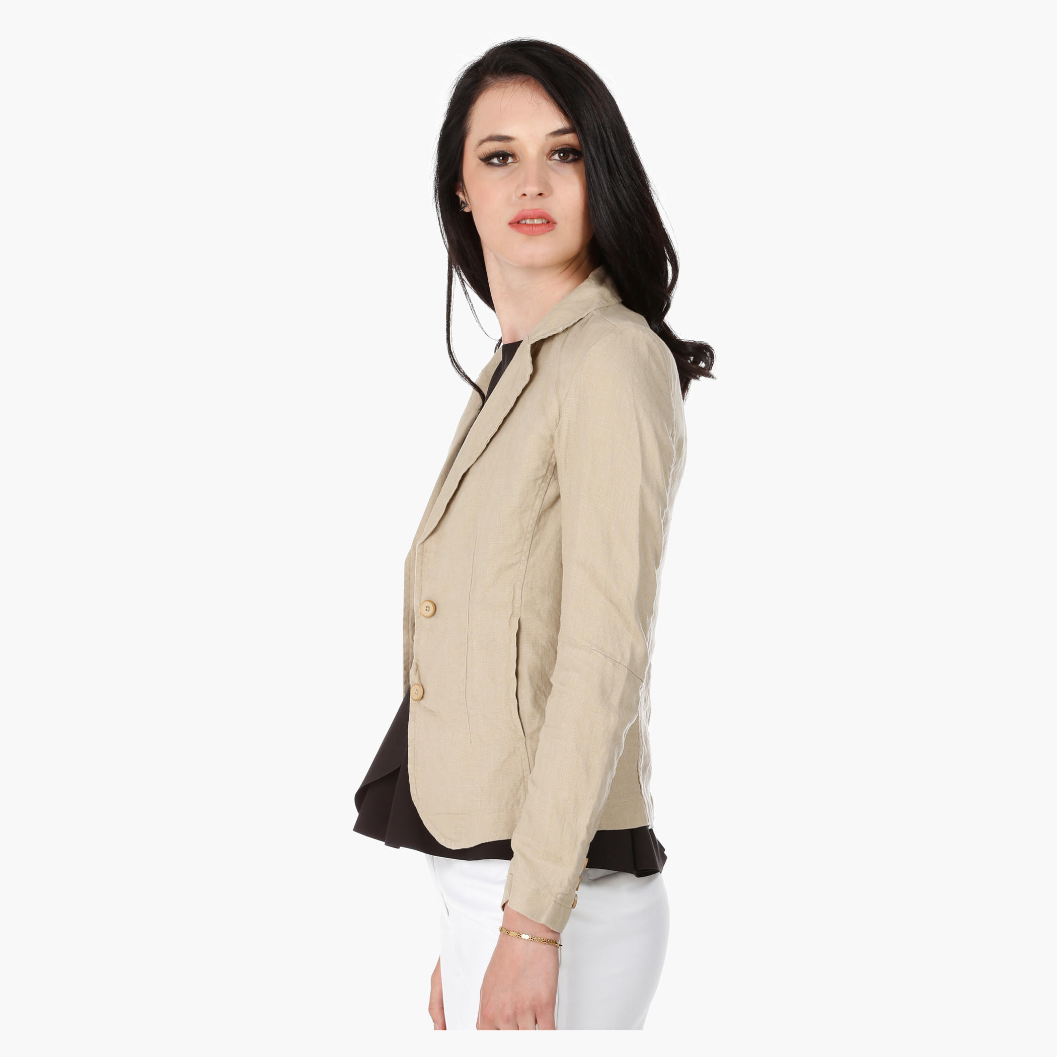 Linen Jacket with Notch Lapel and Long Sleeves in Regular Fit-women-clothing-coatsandjackets-blazers-image-3