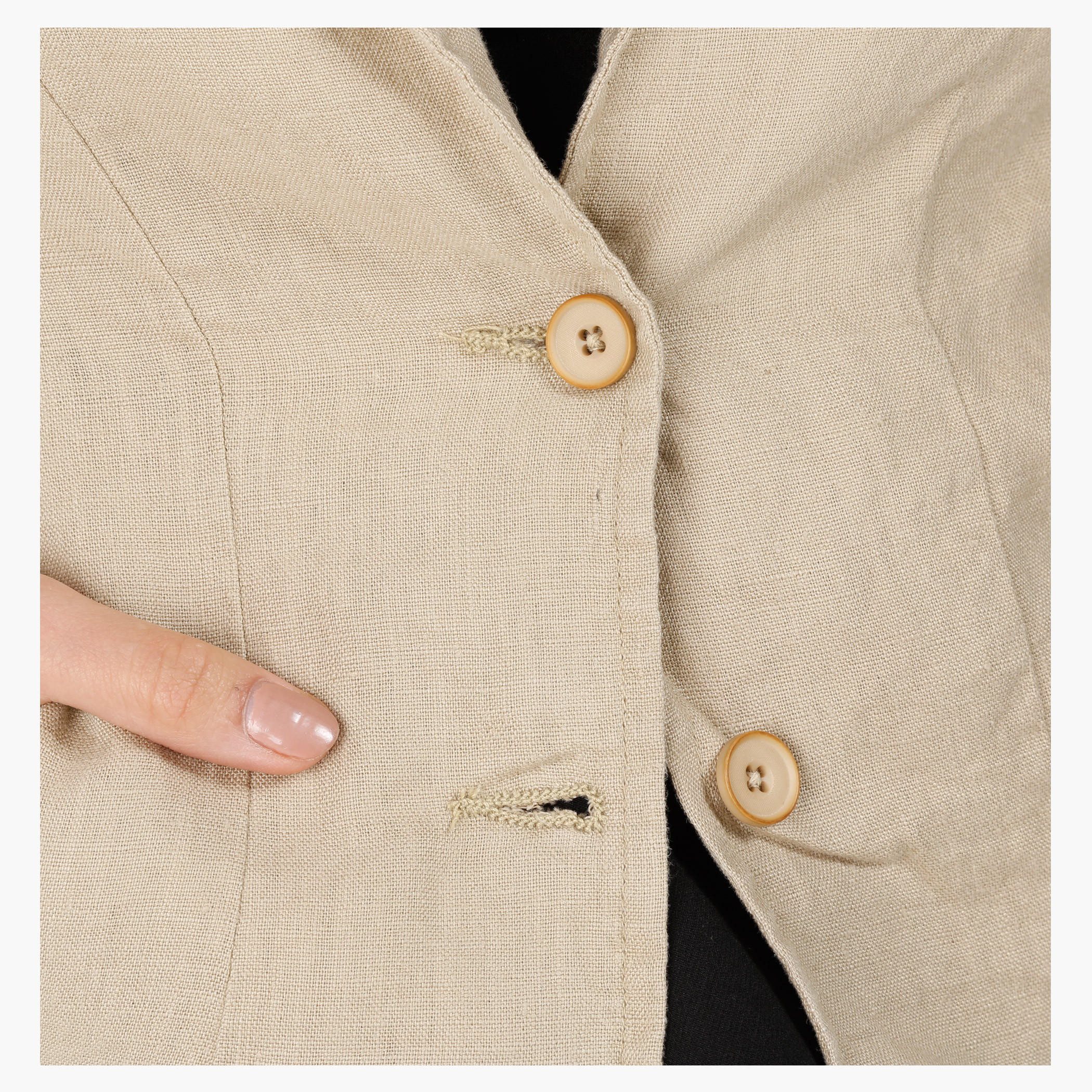 Linen Jacket with Notch Lapel and Long Sleeves in Regular Fit-women-clothing-coatsandjackets-blazers-image-4