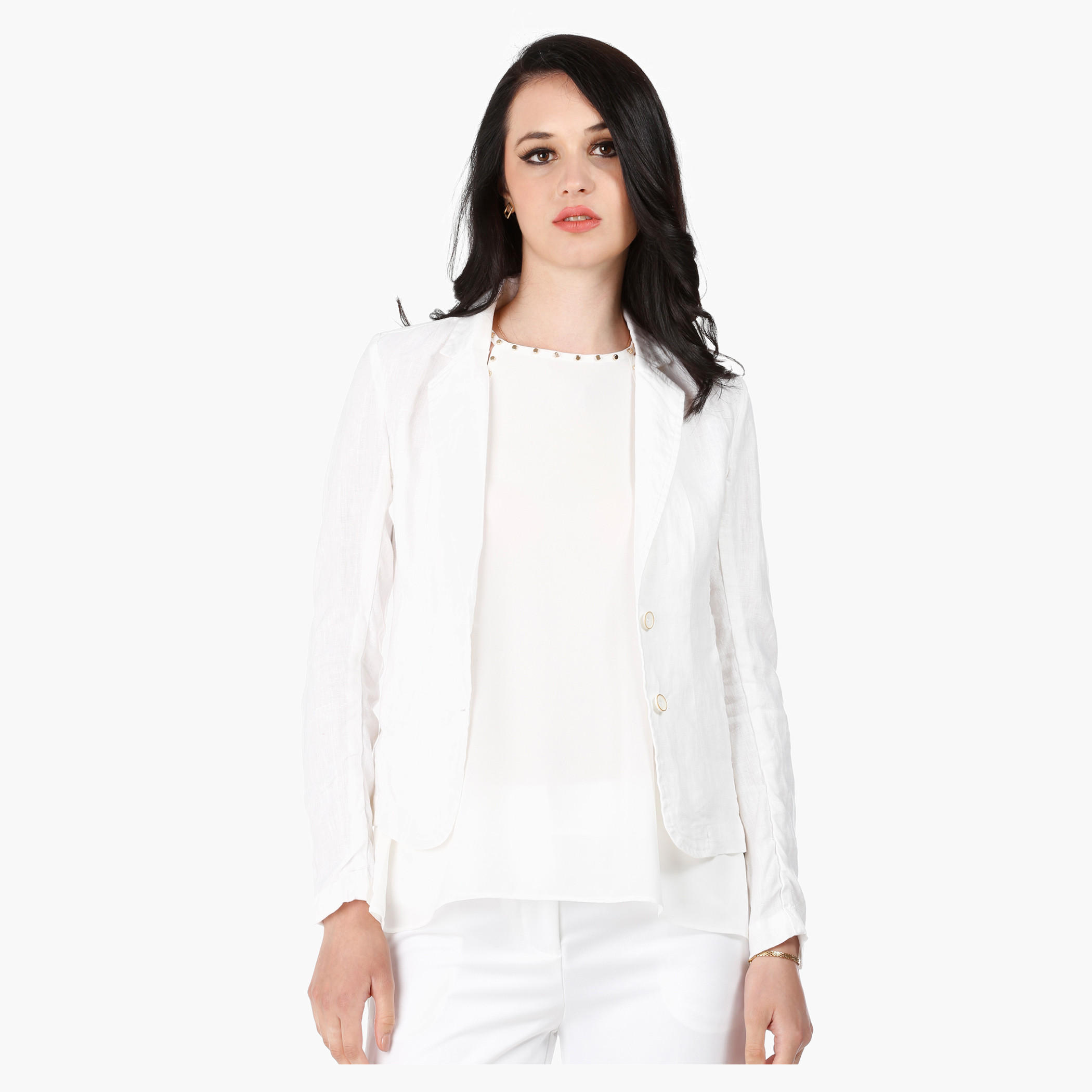Linen Jacket with Notch Lapel and Long Sleeves in Regular Fit-women-clothing-coatsandjackets-blazers-image-6